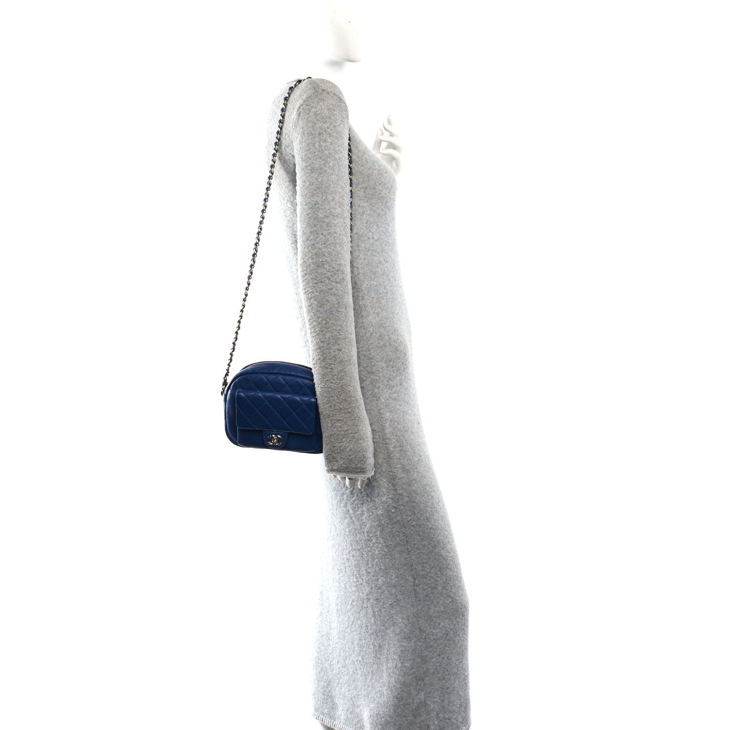 Caviar Quilted CC Day Camera Case Blue