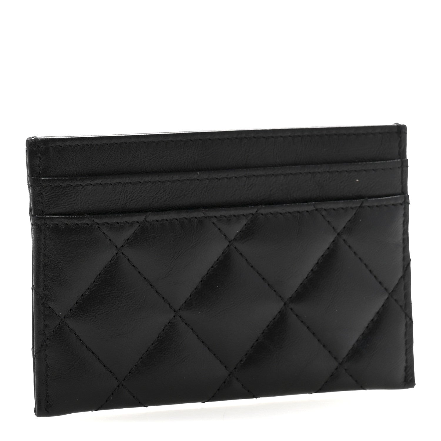 Aged Calfskin Quilted Reissue Card Holder Black