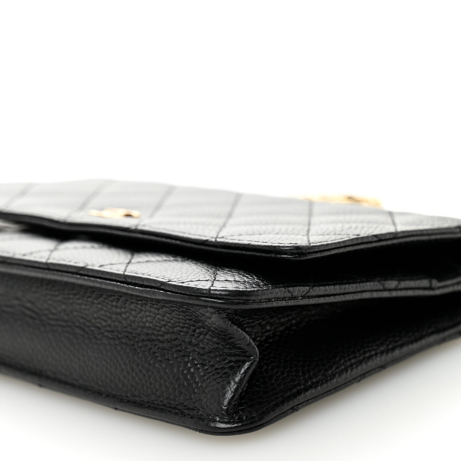 Caviar Quilted Wallet on Chain WOC Black