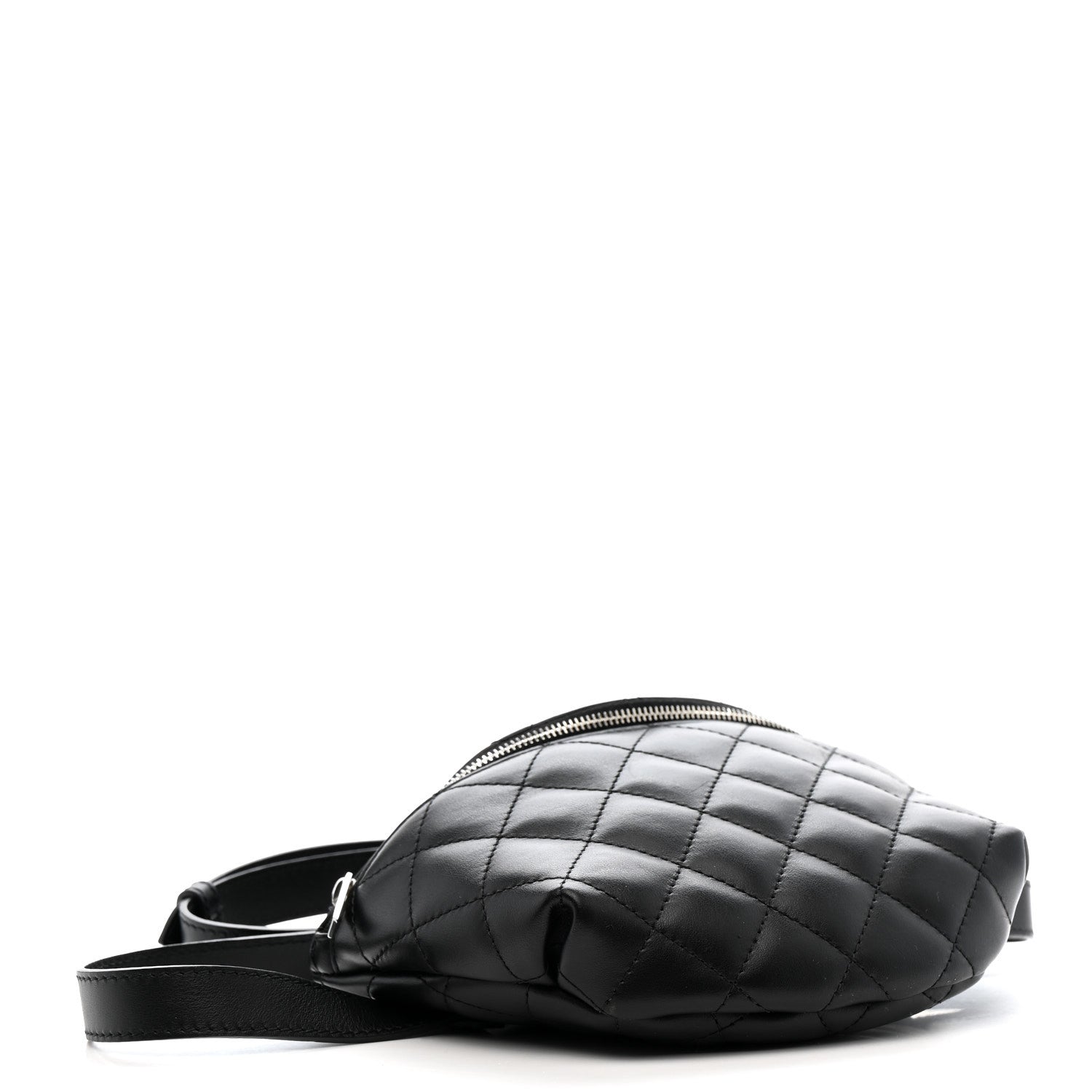 Lambskin Quilted Waist Belt Bag Black