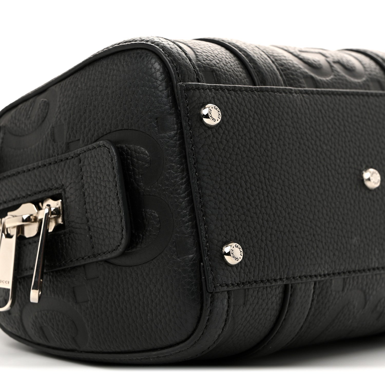 Piuma Calfskin Jumbo GG Embossed Mini Duffle Bag Black