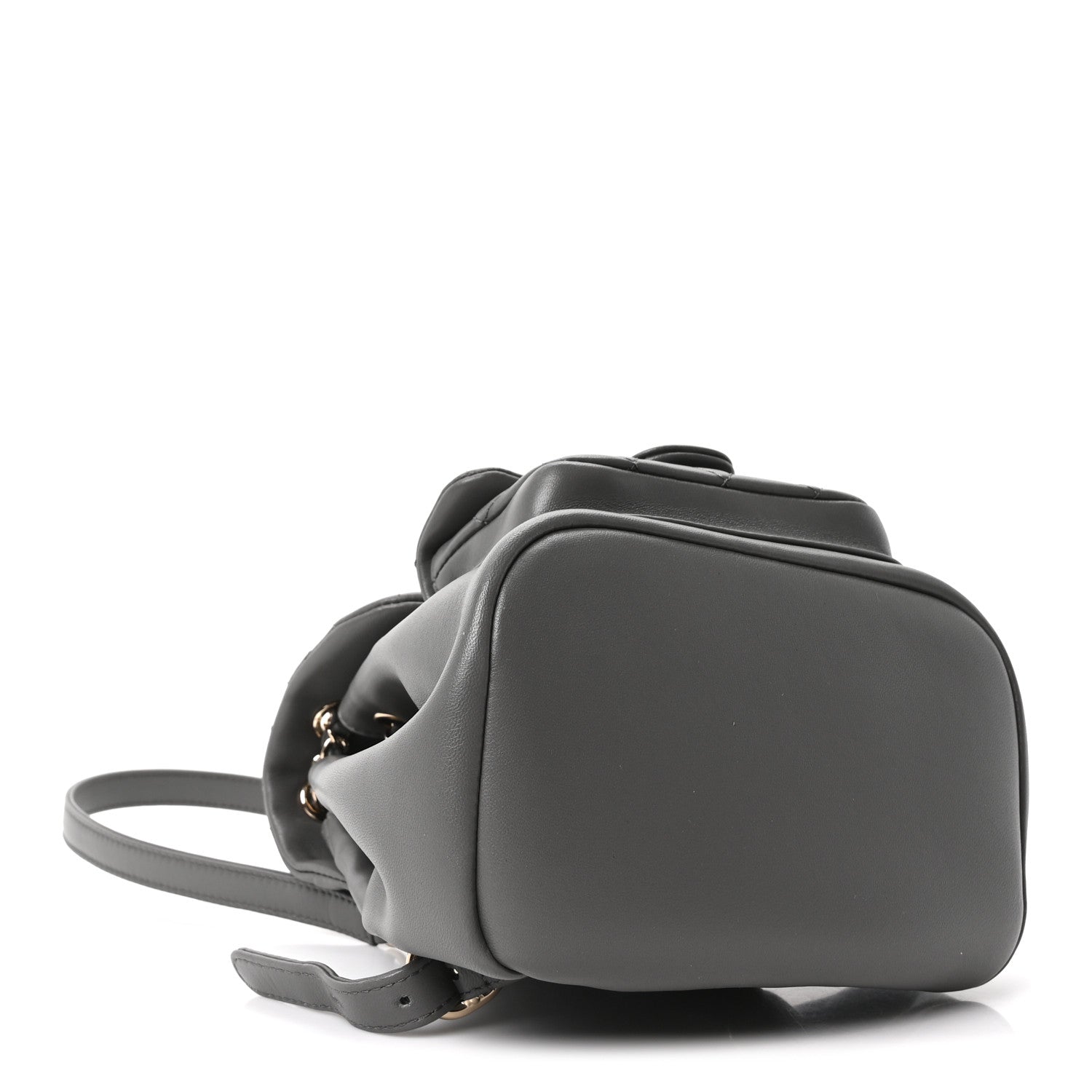Lambskin Quilted Small Duma Drawstring Backpack Grey