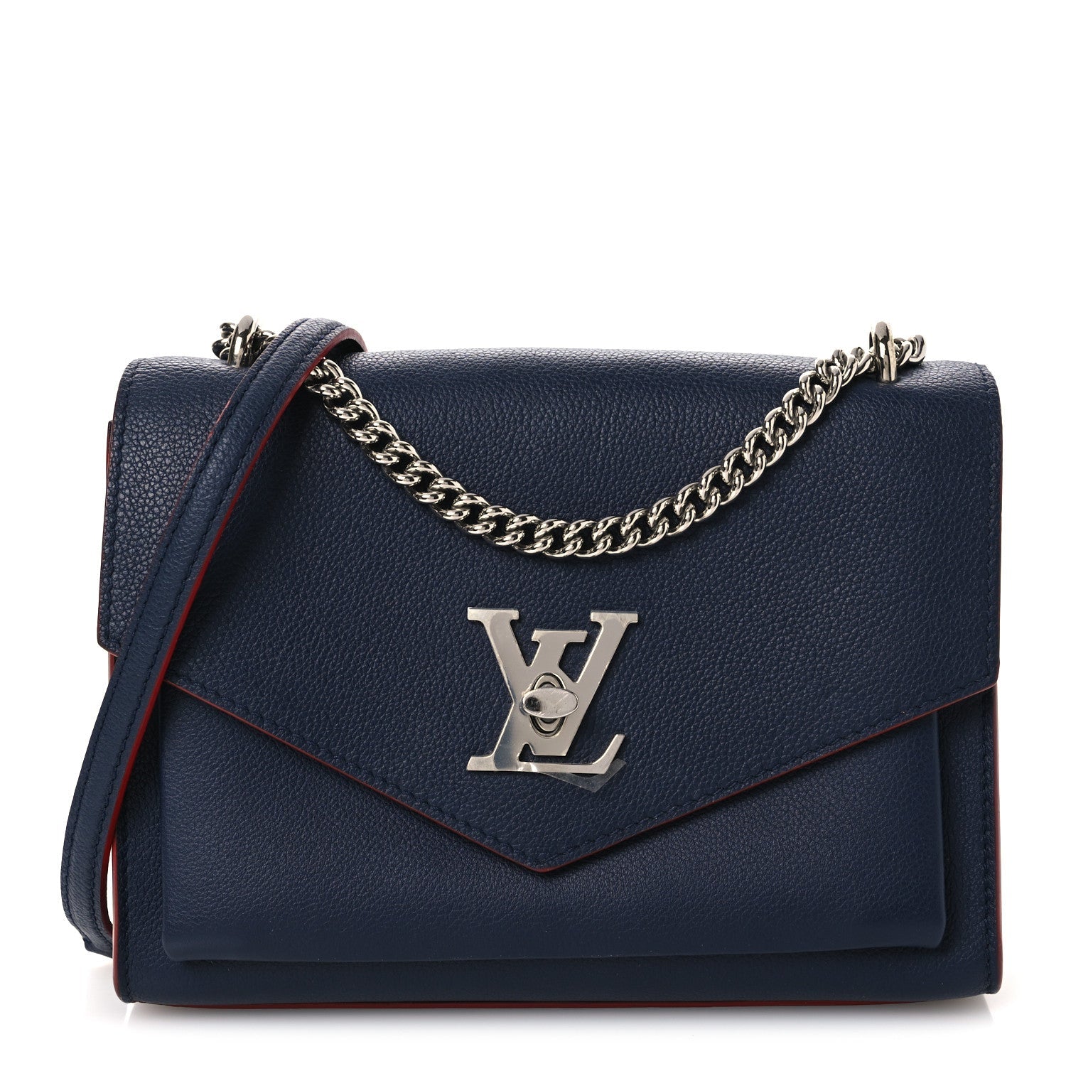 Soft Calfskin Mylockme Chain Bag BB Marine Rouge