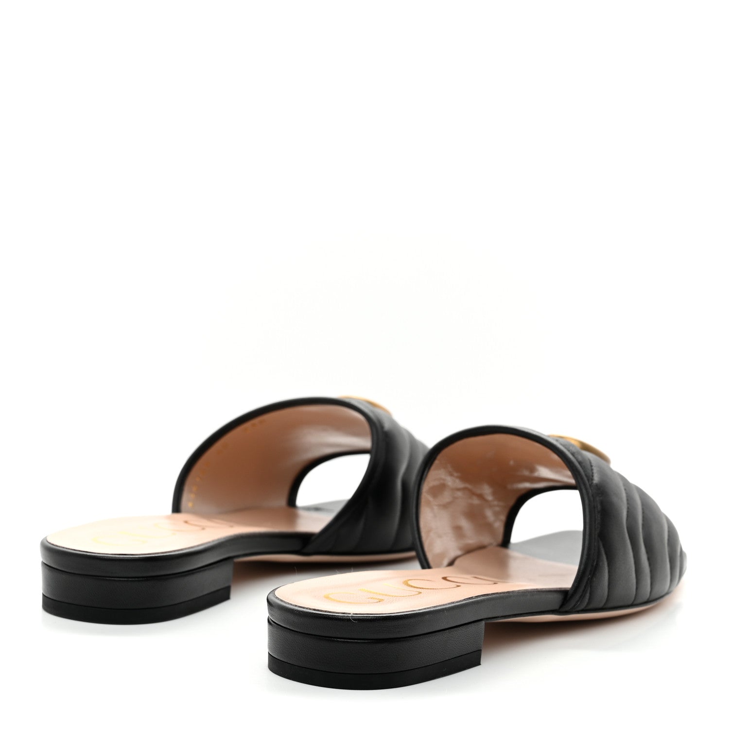 Nappa Matelasse GG Marmont Flat Slide Sandals 40 Black