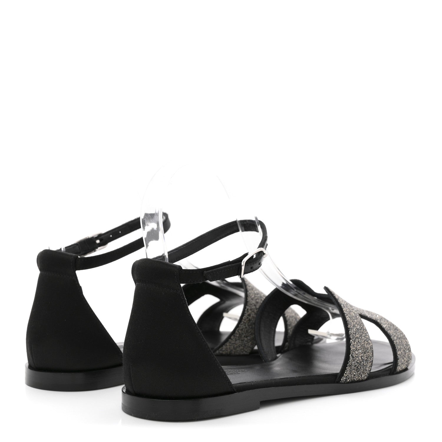 Satin Crystal Santorini Sandals 37.5 Black