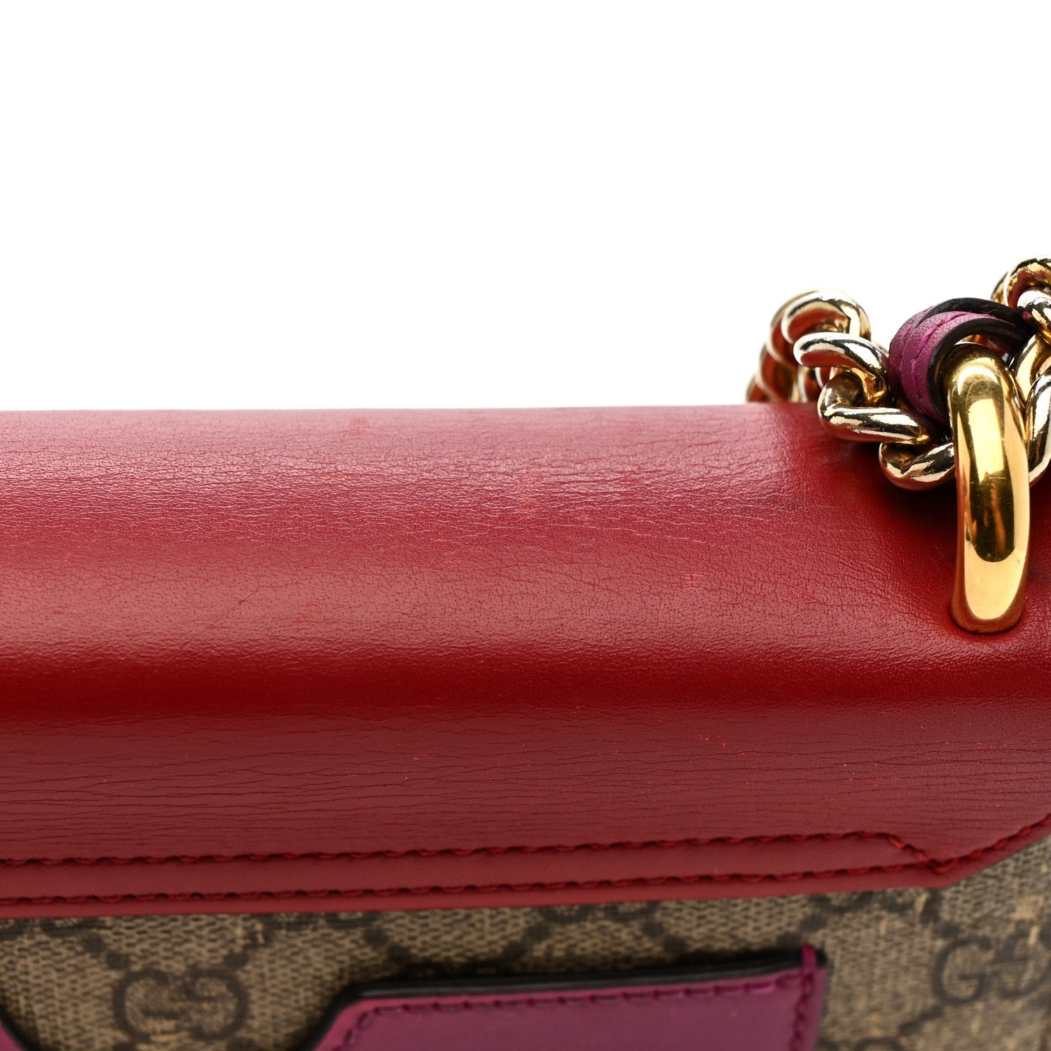GG Supreme Monogram Calfskin Small Padlock Shoulder Bag Beige Hibiscus Red New Rosette