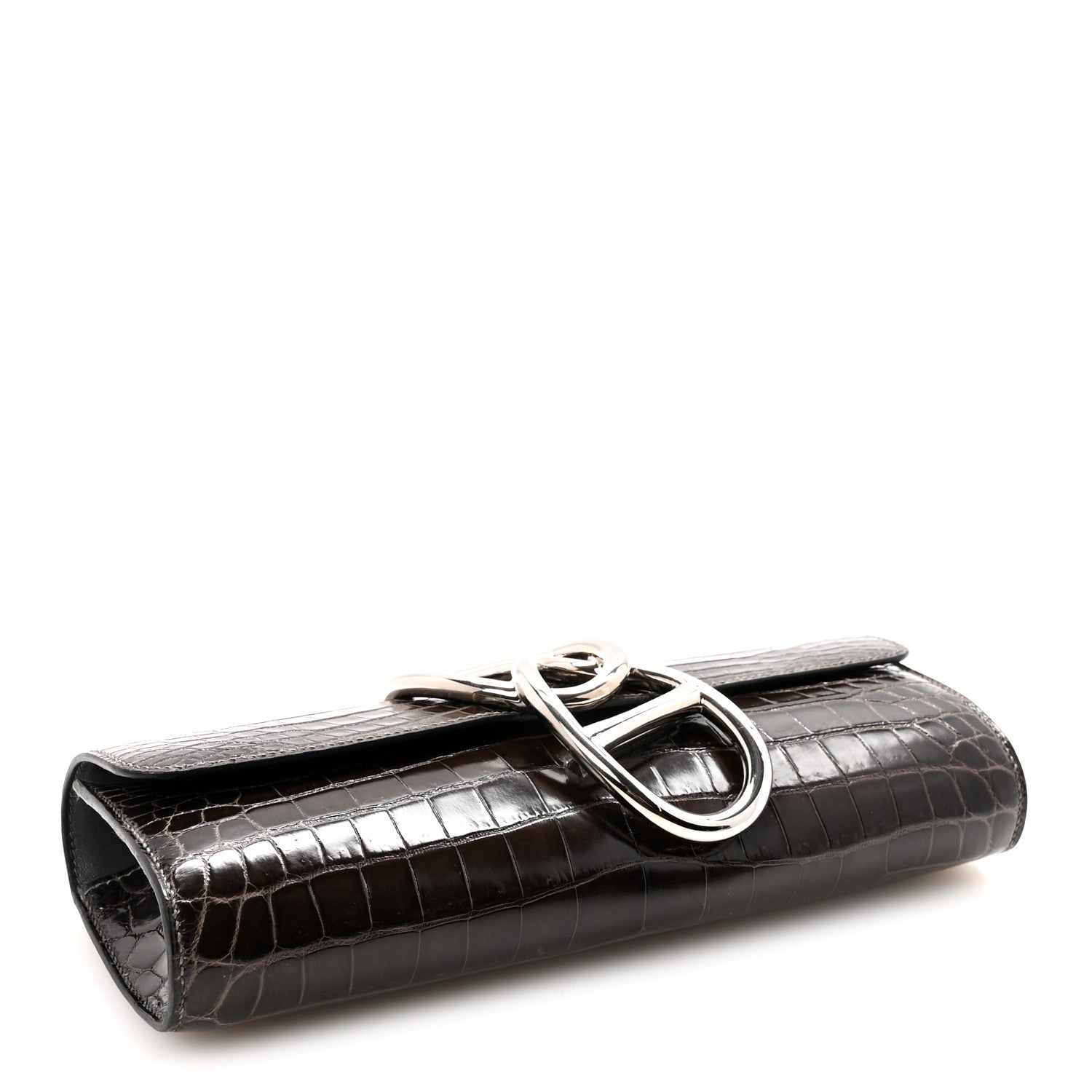 Shiny Niloticus Crocodile Egee Clutch Graphite