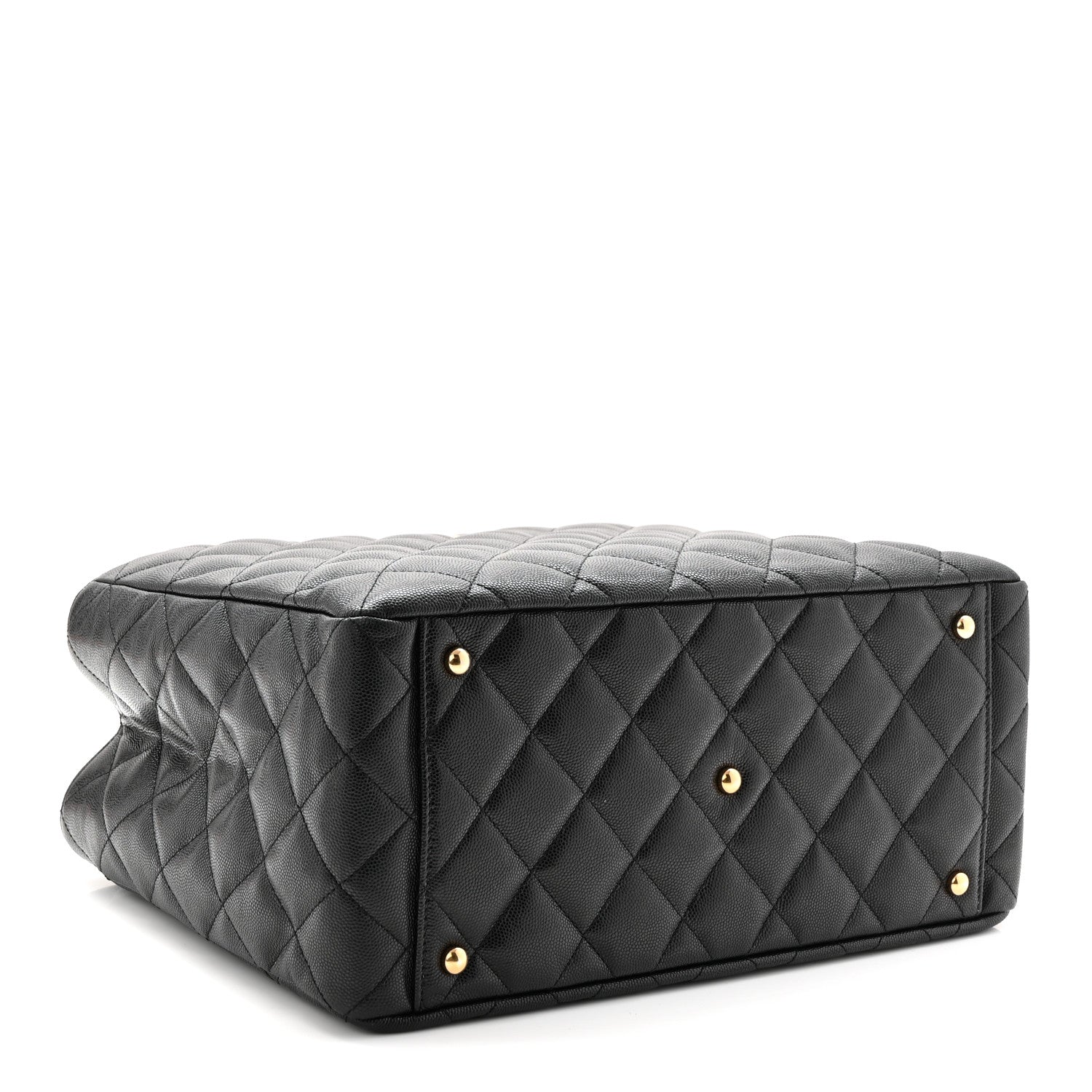Caviar Quilted Small Shopping Tote Black