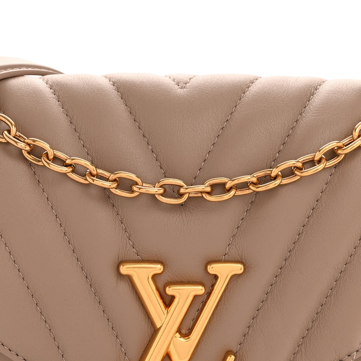 Calfskin LV New Wave Chain Bag Taupe