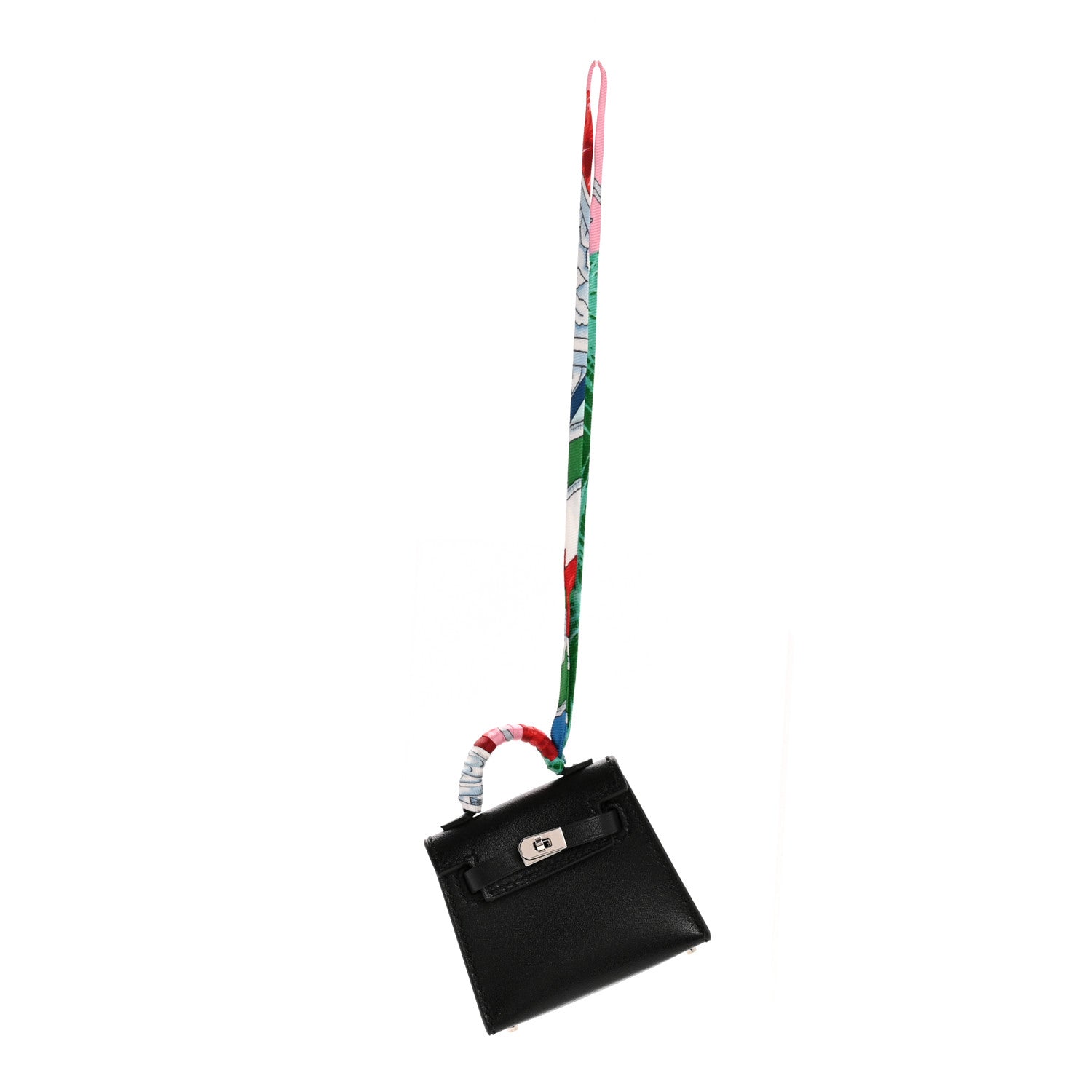 Tadelakt Mini Kelly Twilly Bag Charm Black
