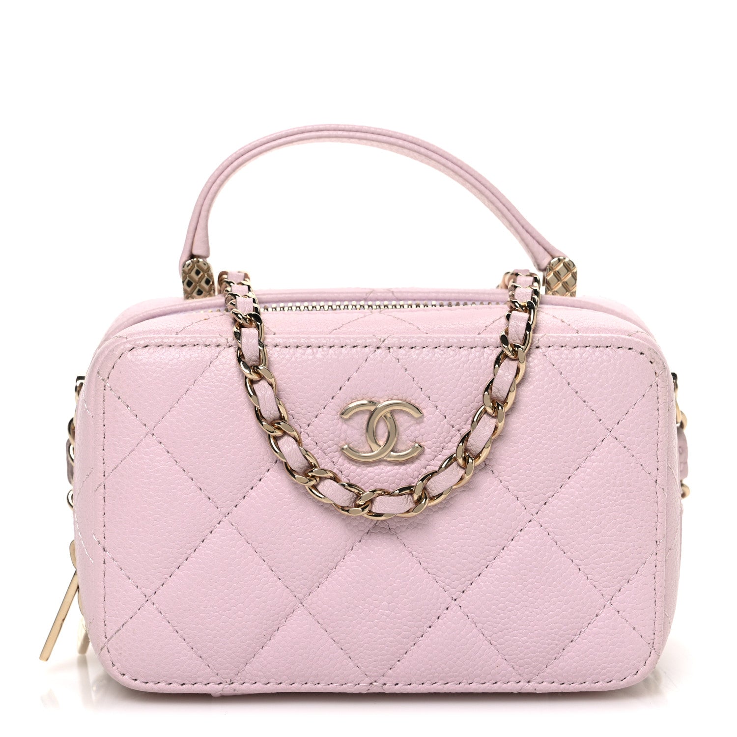 Caviar Quilted Top Handle Vanity Case Pink