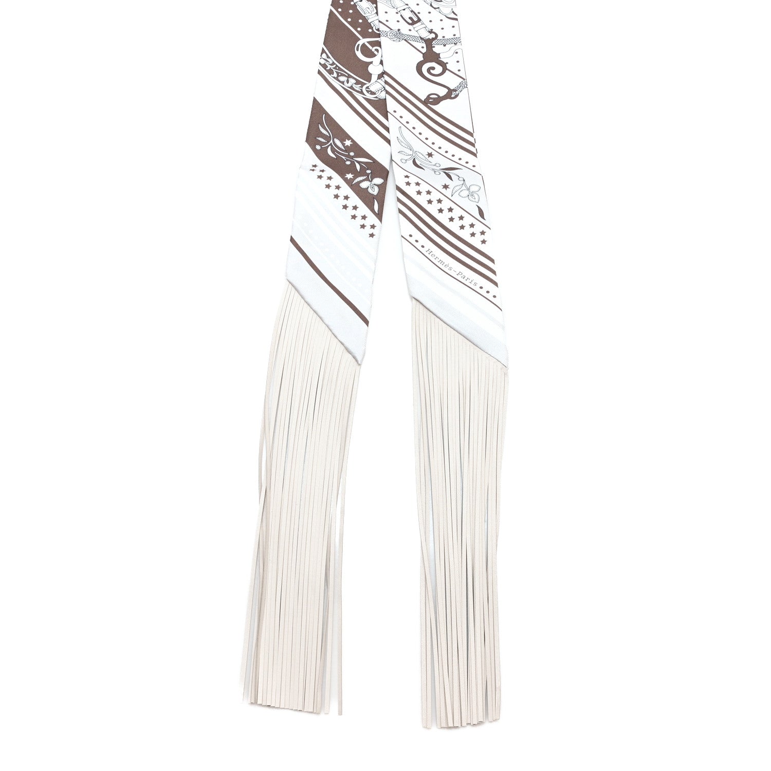 Silk Festival Des Amazones Bandana Fringed Twilly Craie Brun