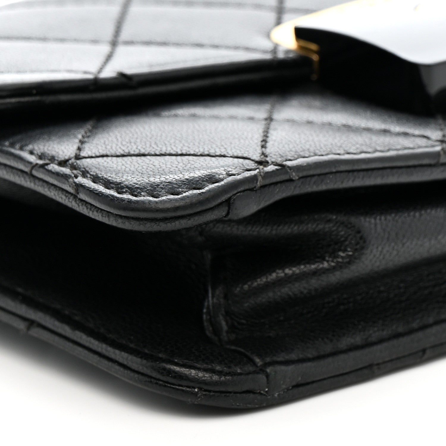 Sheepskin Quilted Mini Beauty Lock Flap Black