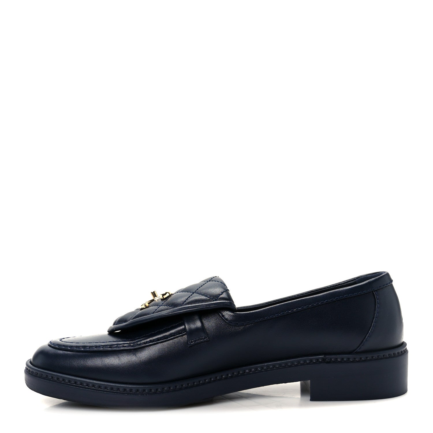 Lambskin Quilted CC Turnlock Loafers 39.5 Navy