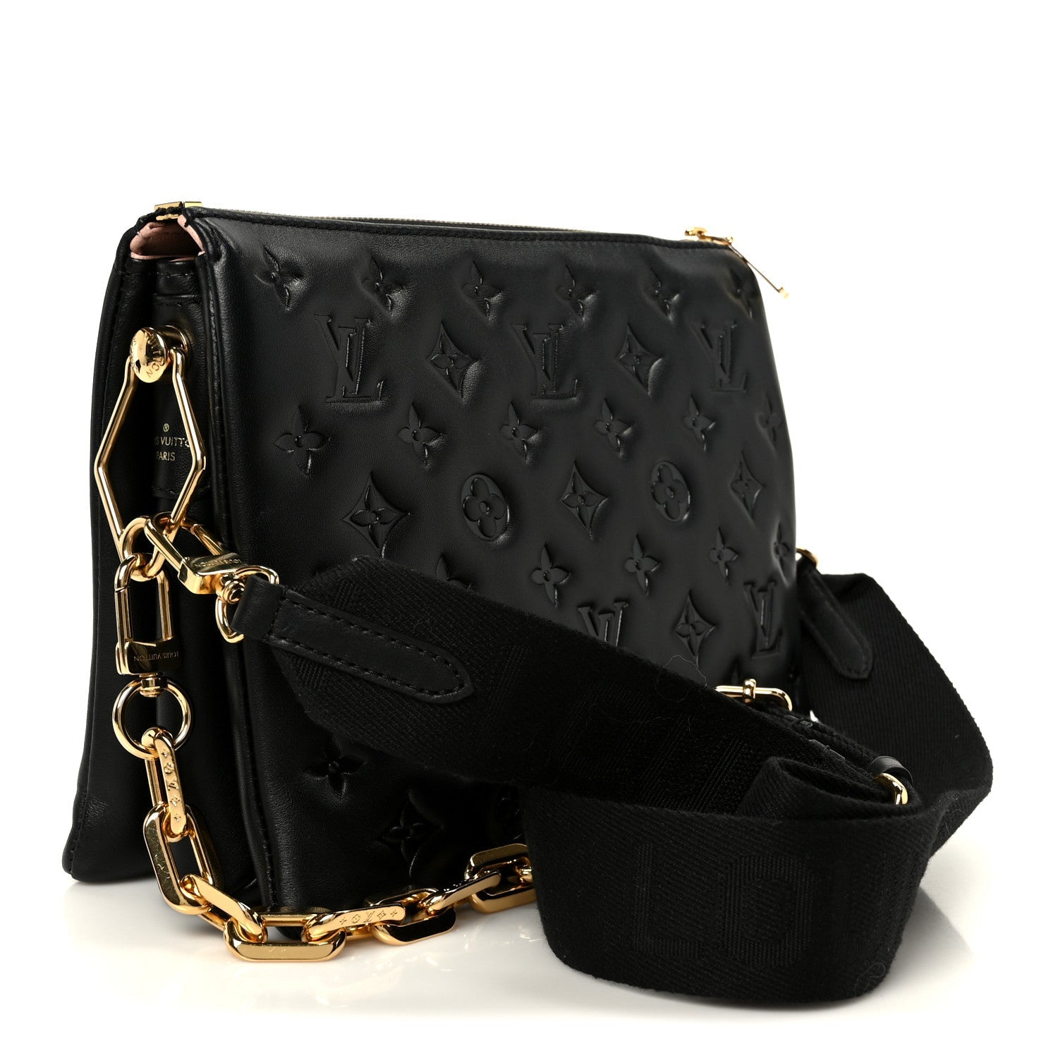Lambskin Embossed Monogram Coussin PM Black