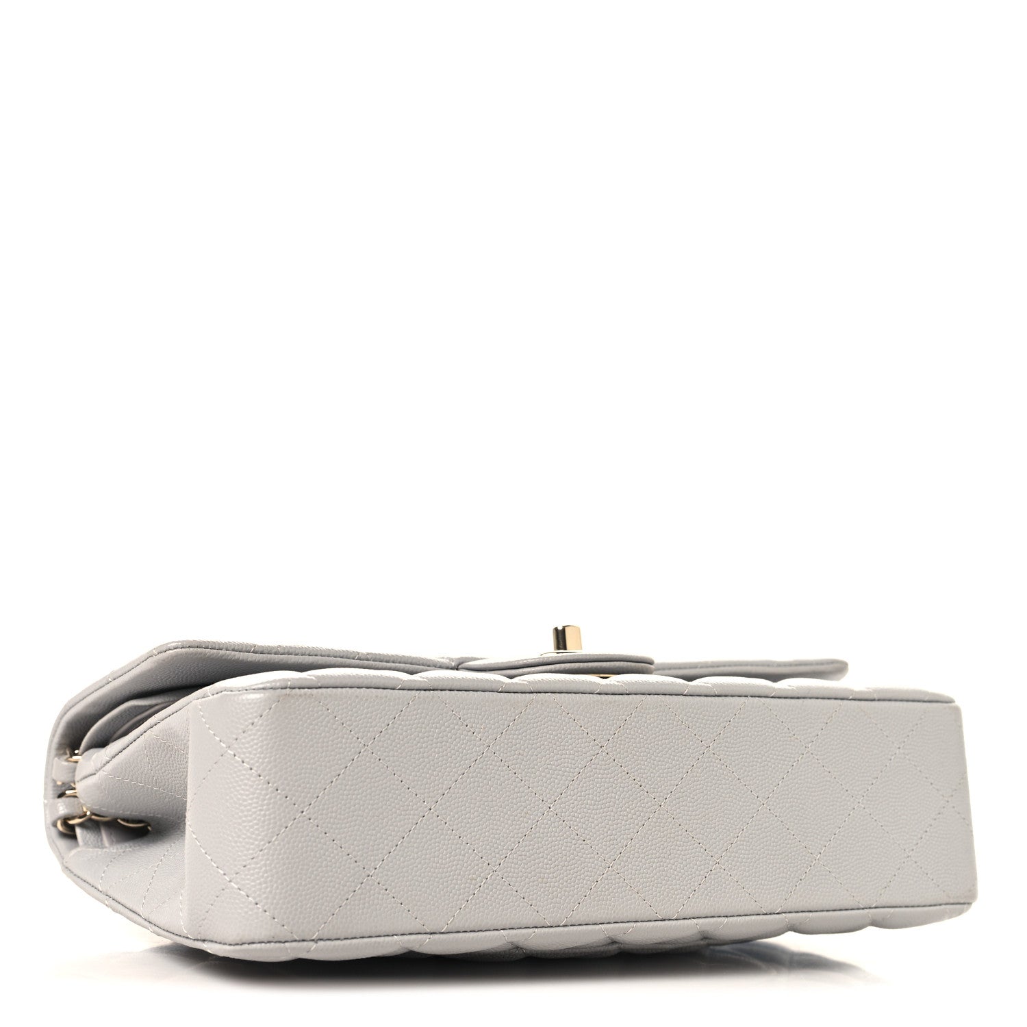 Caviar Quilted Medium Double Flap Grey