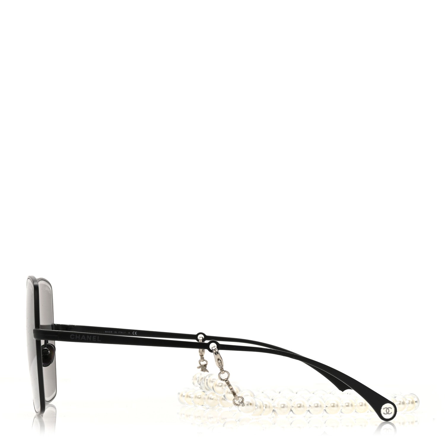 Metal Butterfly Removable Pearl Chain Sunglasses 4262 Black