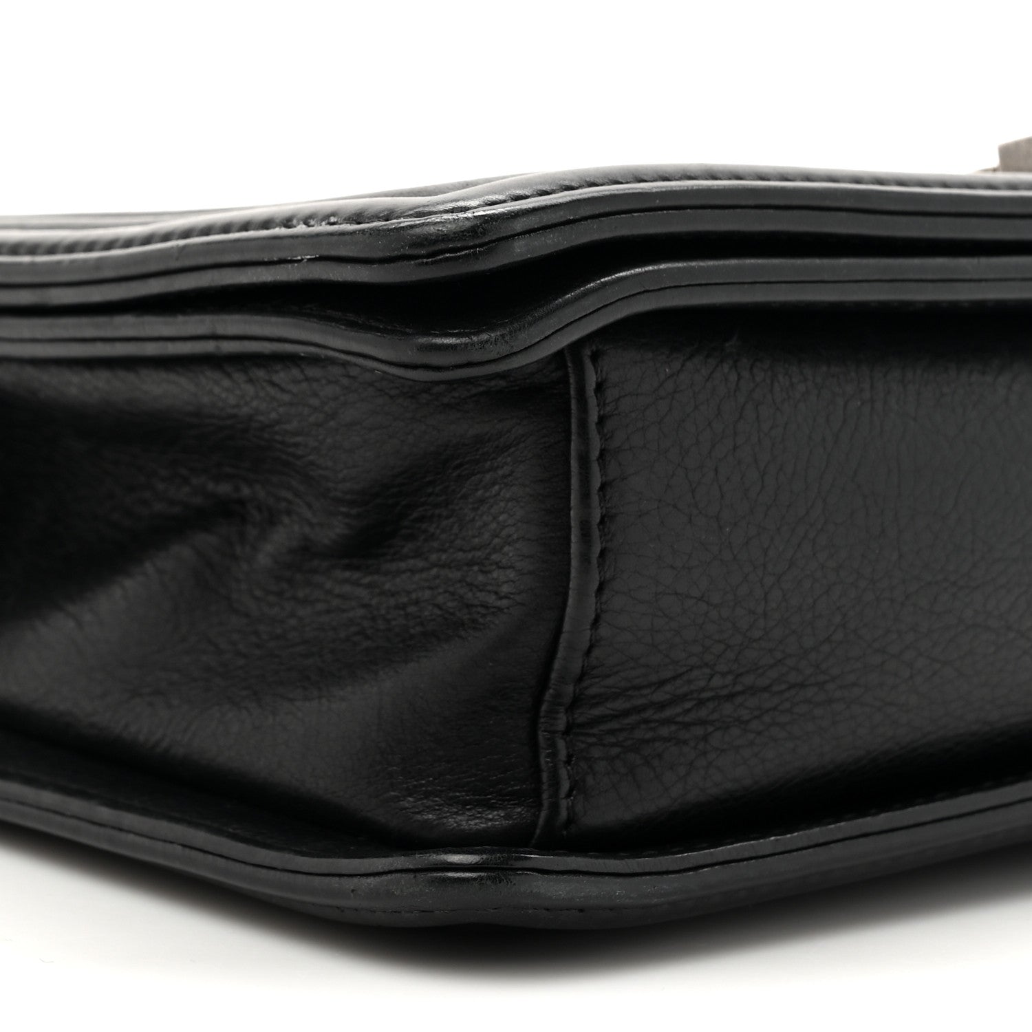 Calfskin Crystal Embossed Medium Boy Flap Black