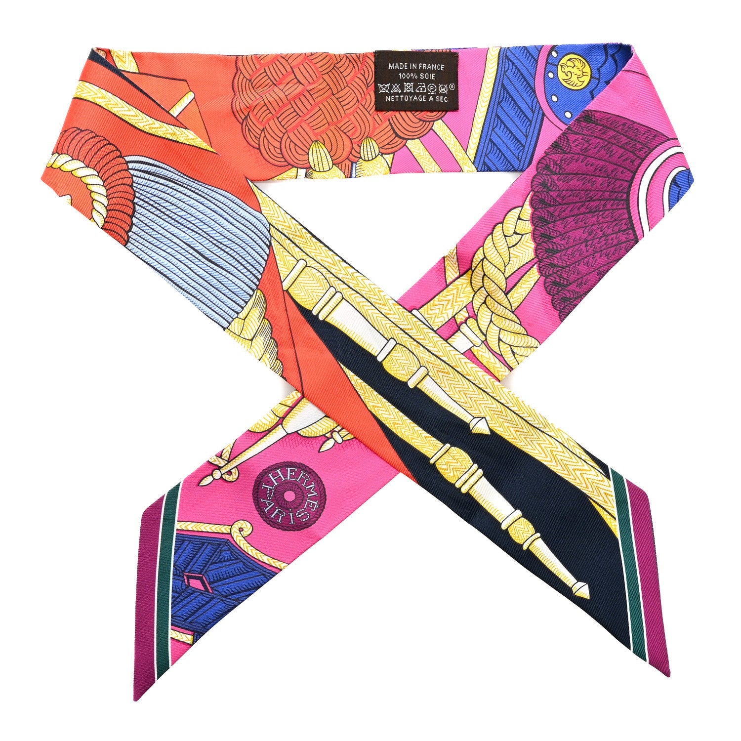 Silk Zouaves Et Dragons Twilly Rose Orange Multicolor