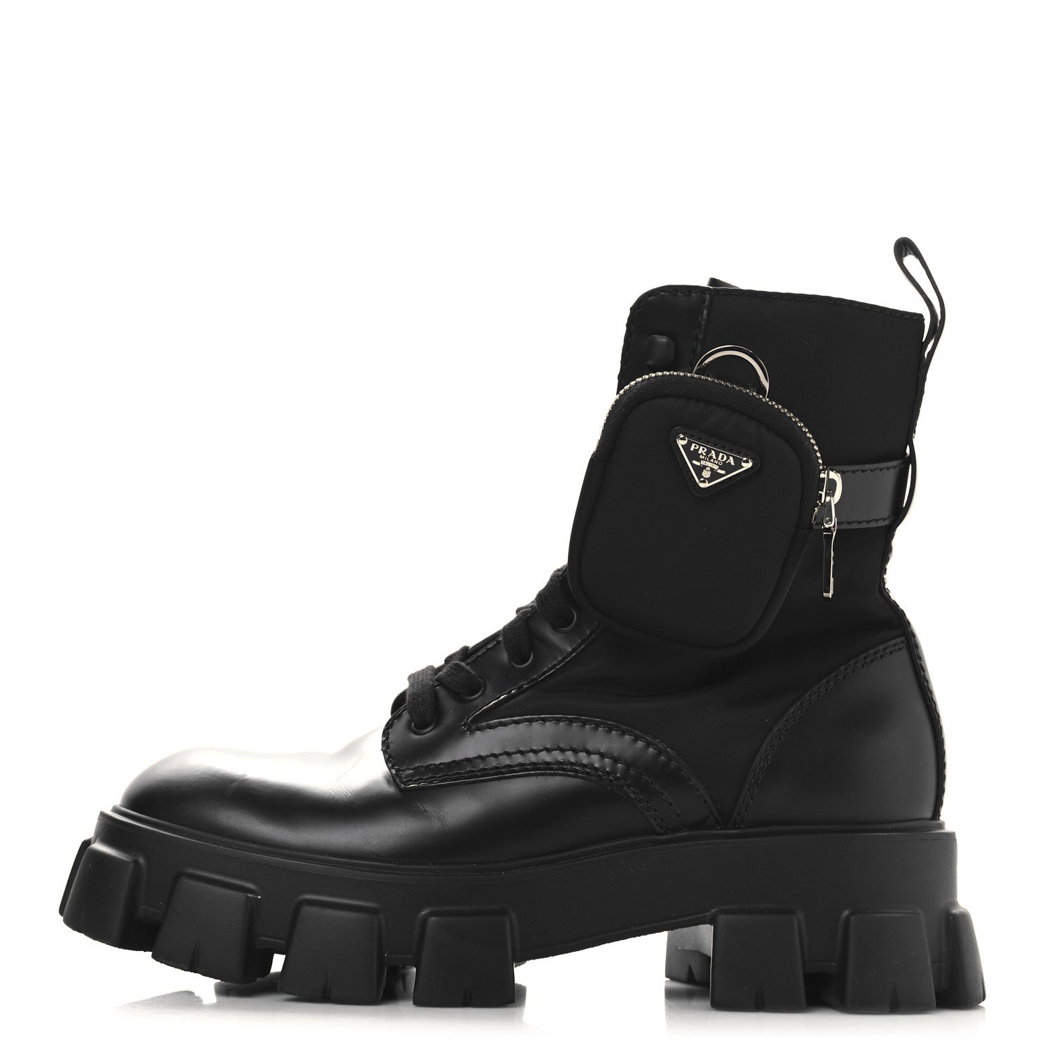 Spazzolato Rois Re-Nylon Metal Triangle Logo Monolith Pouch Pocket 55mm Boots 38 Black