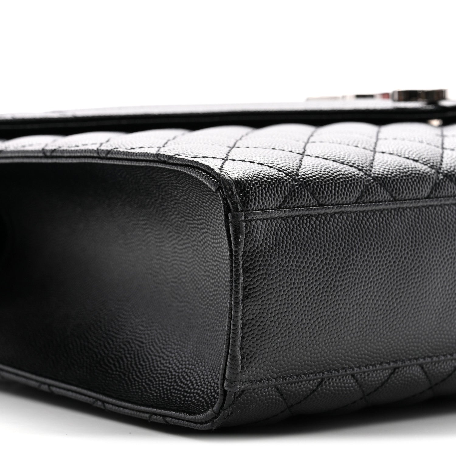 Grain De Poudre Textured Mixed Matelasse Large Triquilt Monogram Satchel Black