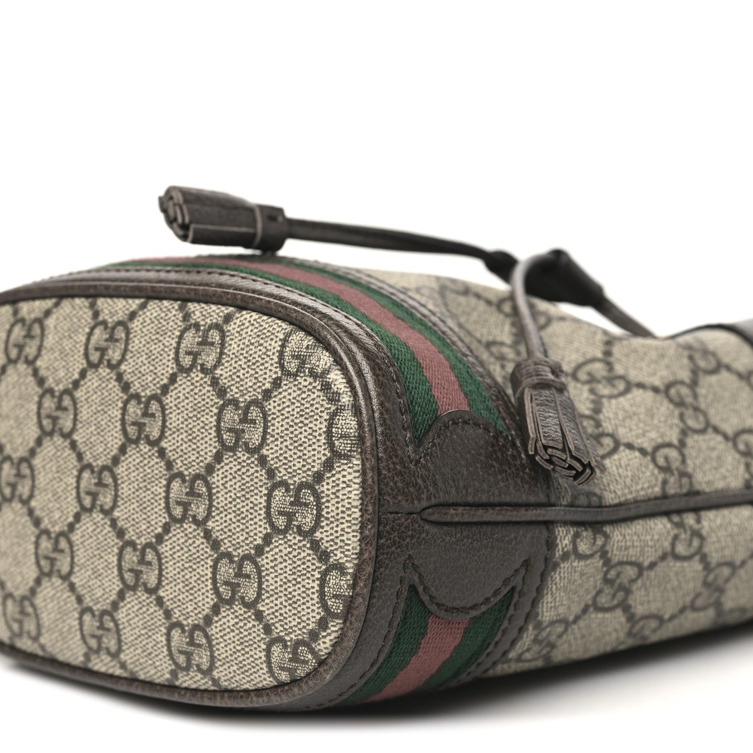 GG Supreme Monogram Web Mini Ophidia Bucket Bag Brown