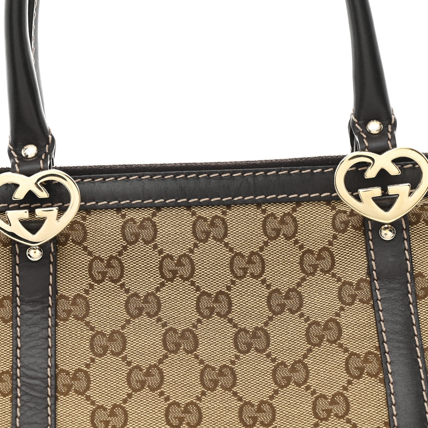 Monogram Small Lovely Heart Tote Dark Brown