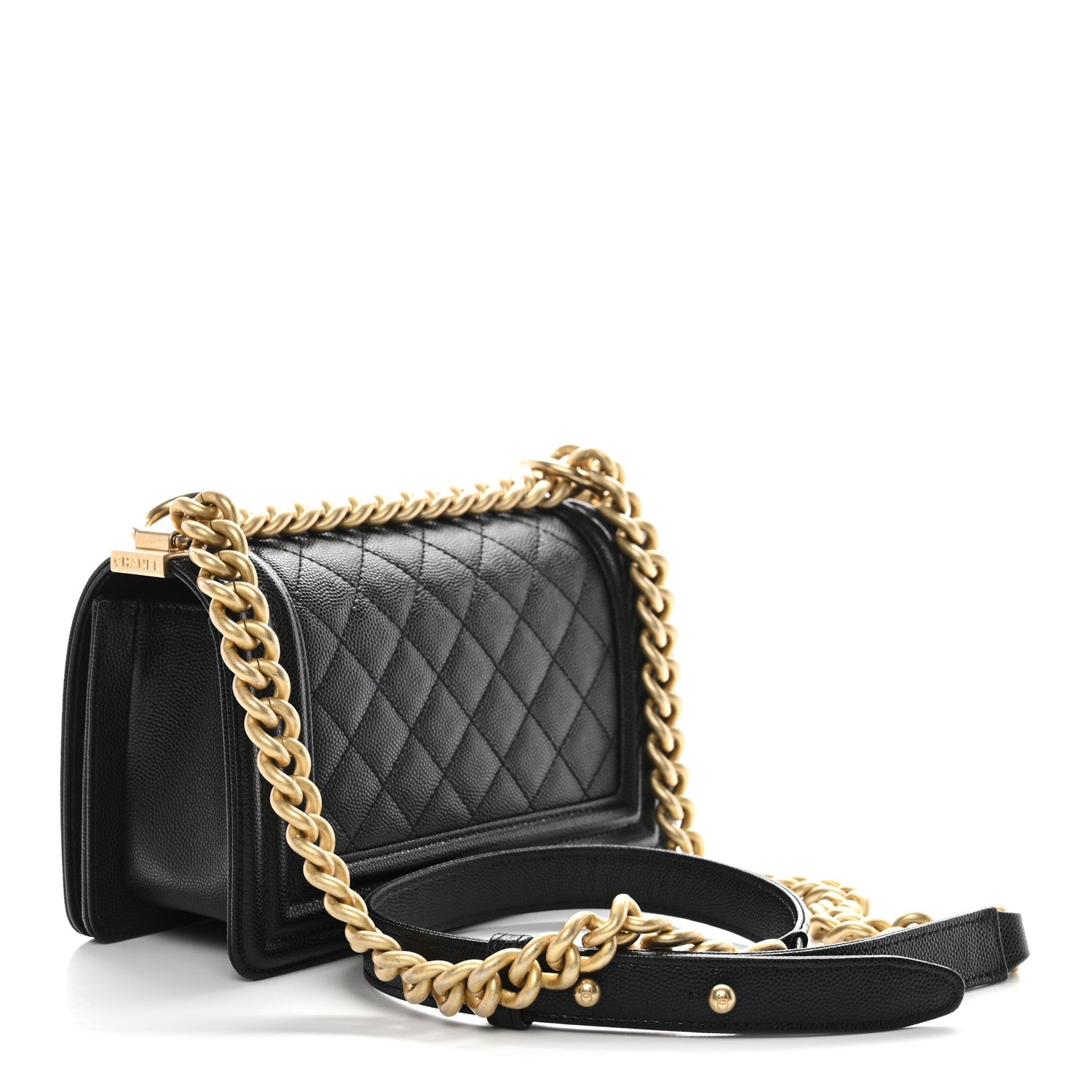 Caviar Quilted Small Boy Flap Black