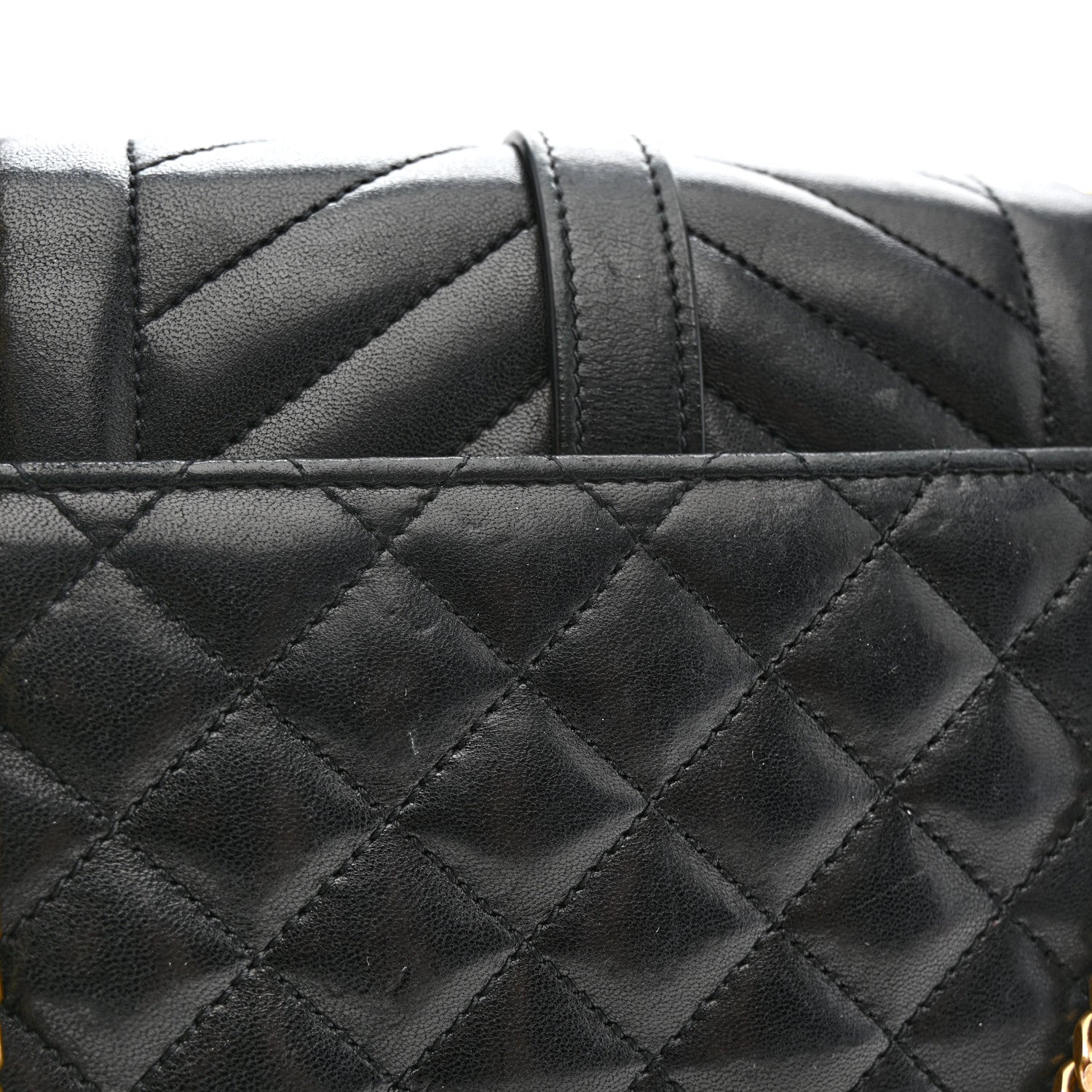 Lambskin Mixed Matelasse Triquilt Small Monogram Satchel Black