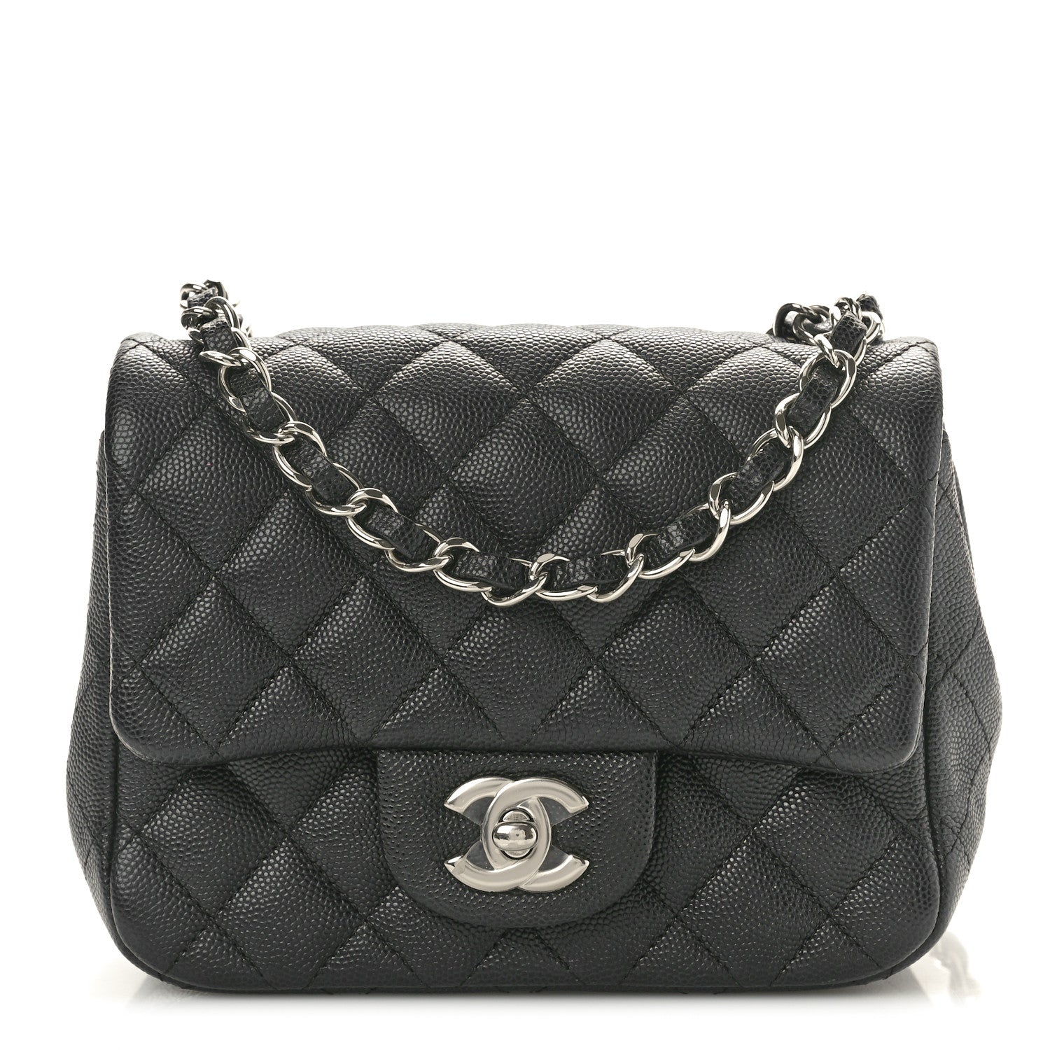 Caviar Quilted Mini Square Flap Black