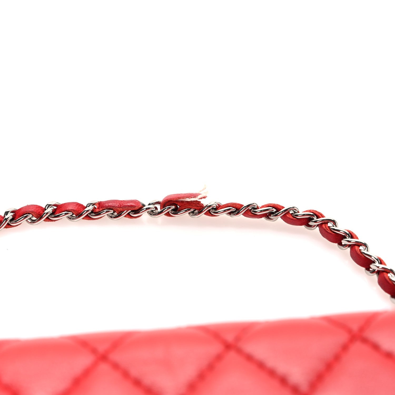 Lambskin Quilted East West Flap Clutch Red