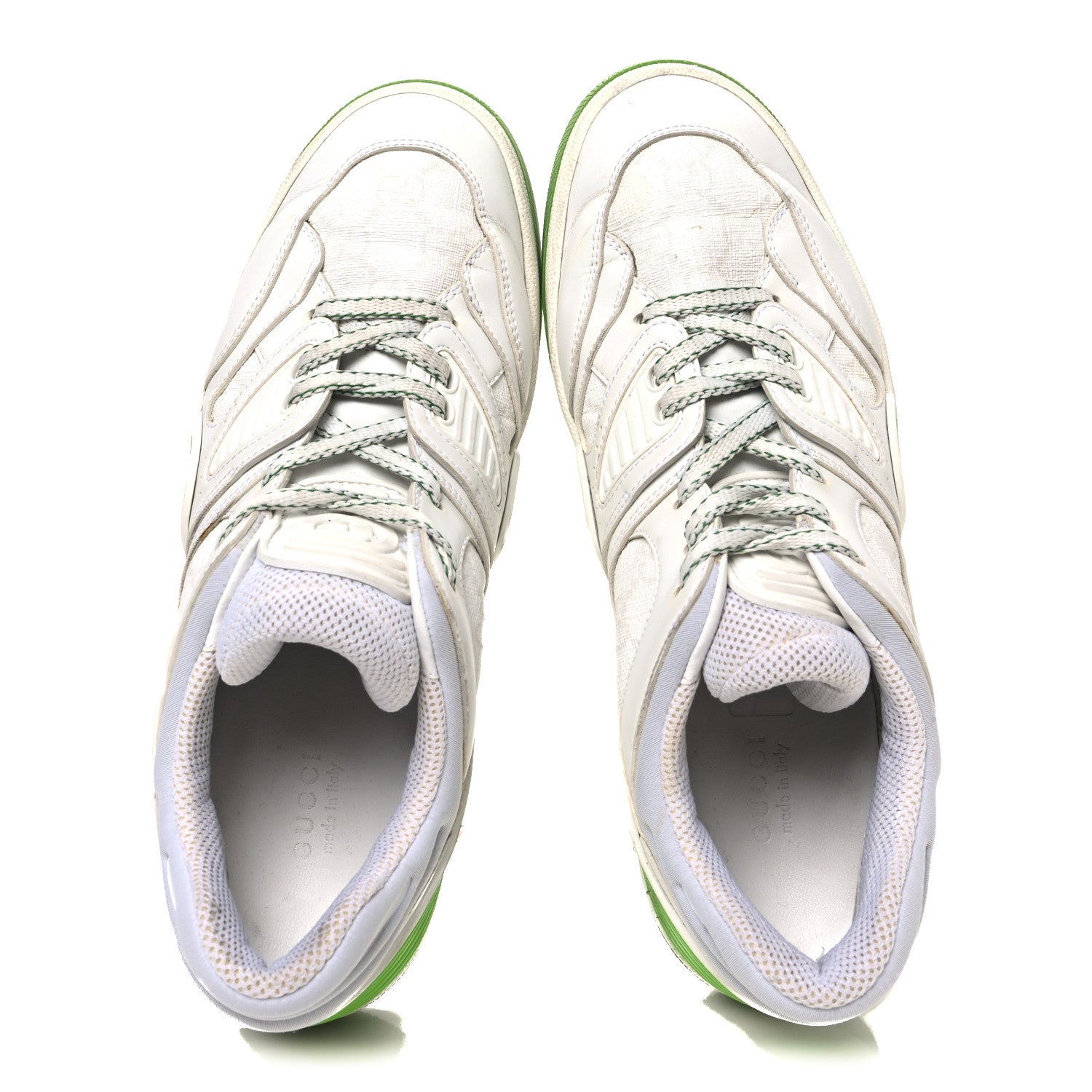 Demetra GG Supreme Monogram Womens Basket Low Top Sneakers 38.5 Great White Green