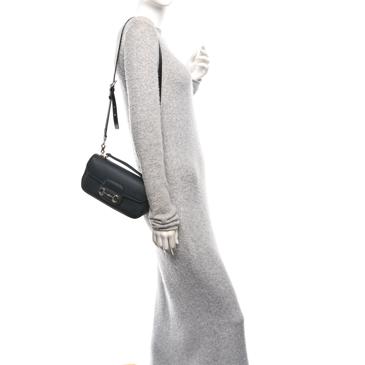 Calfskin Horsebit 1955 Small Soft Top Handle Shoulder Bag Black