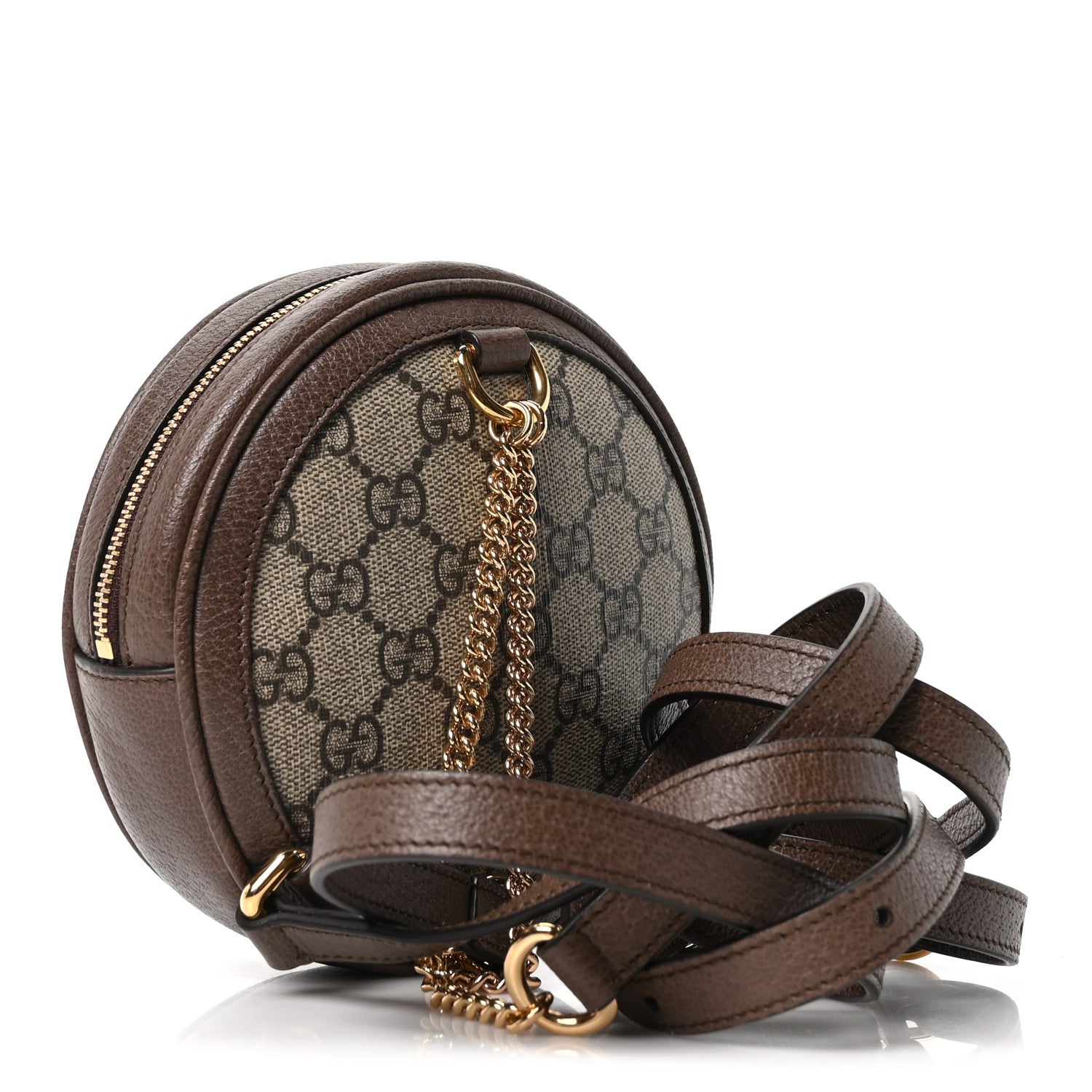GG Supreme Monogram Web Mini Ophidia Round Backpack Brown