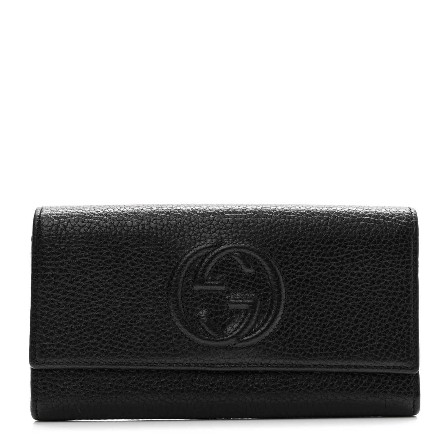Pebbled Calfskin Large Soho Continental Wallet Black