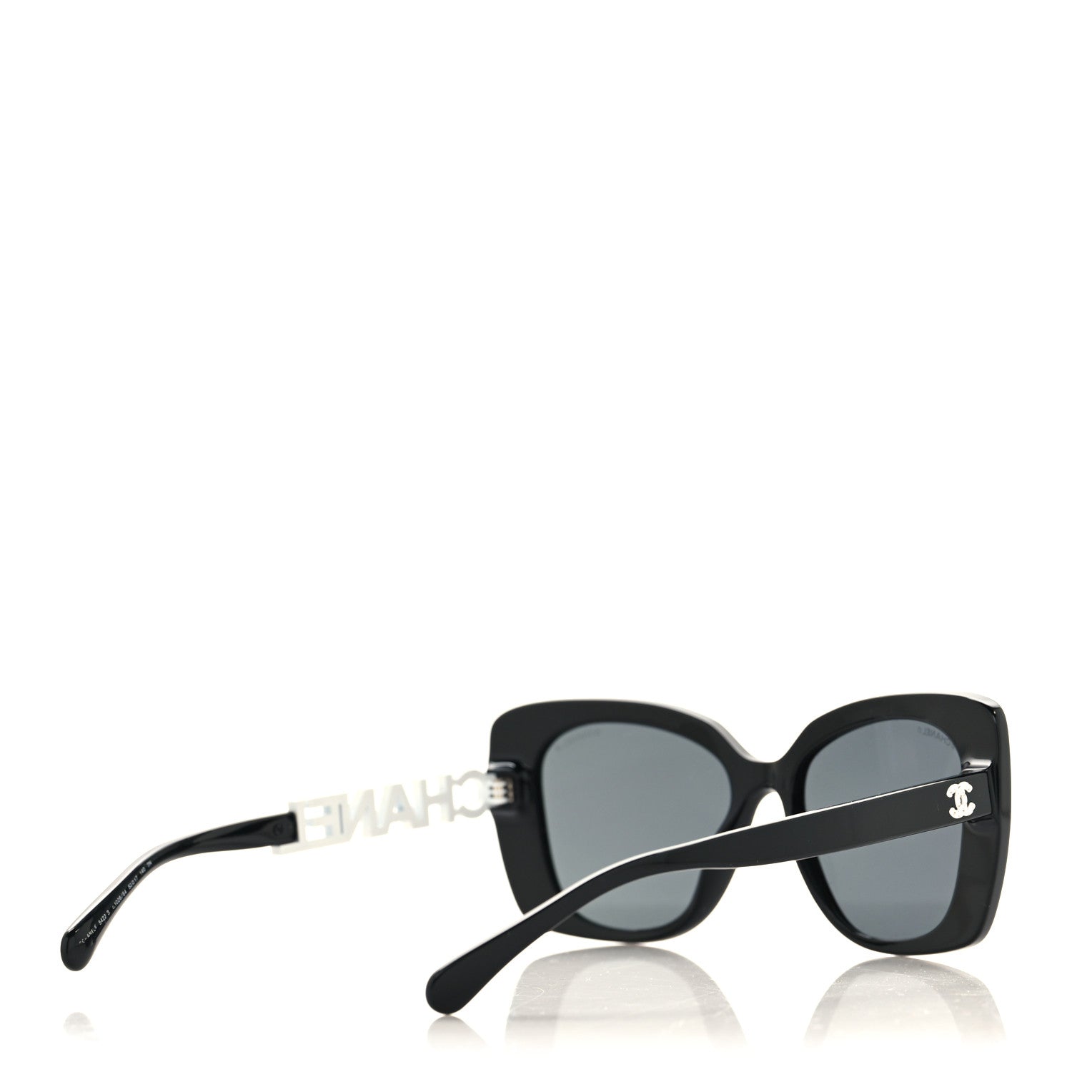 Acetate Strass Square Sunglasses 5422-B Black White