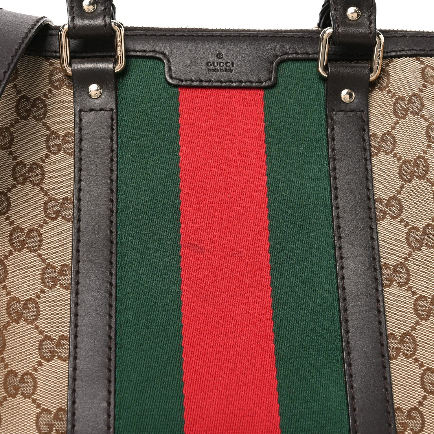 Monogram Selleria Calfskin Vintage Web Medium Boston Beige Ebony Cocoa