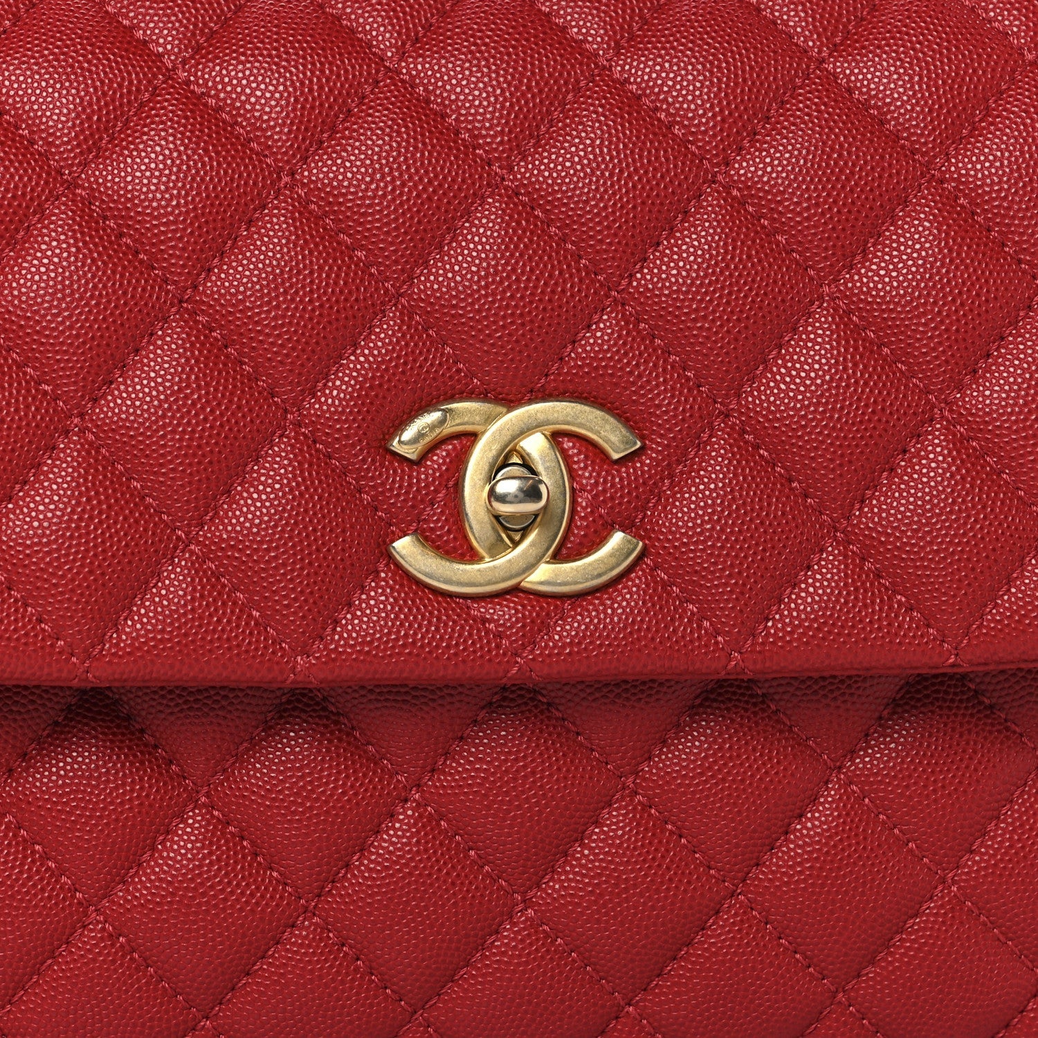 Caviar Quilted Medium Coco Handle Flap Red