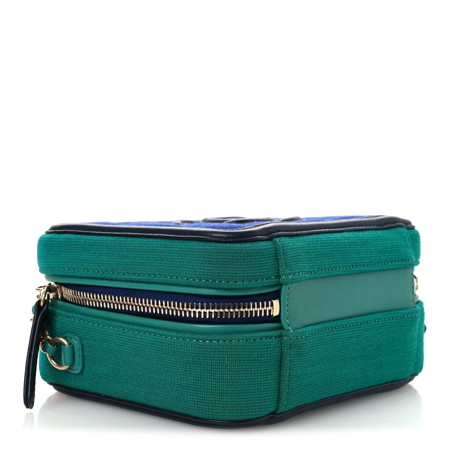 Jersey Quilted Small CC Filigree Vanity Case Blue Green