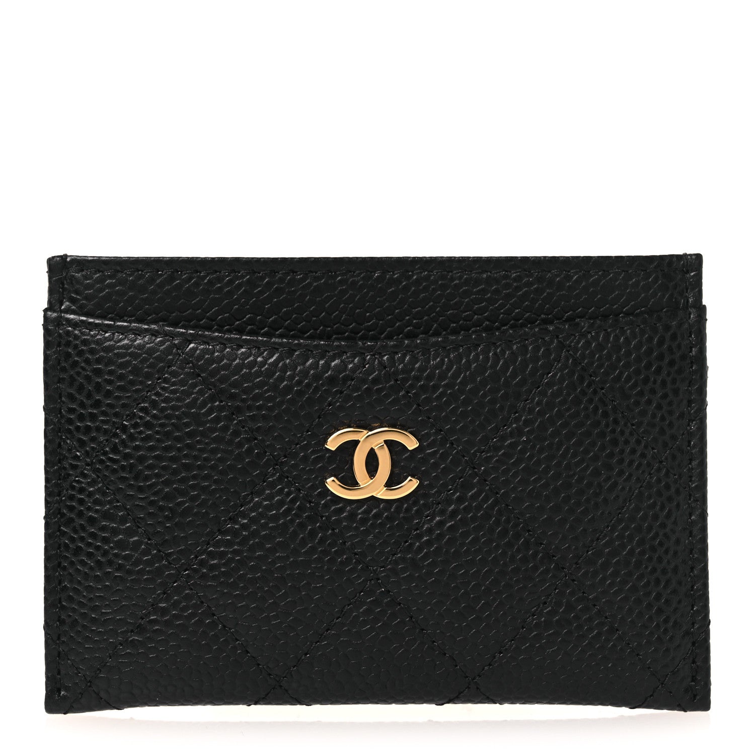Caviar Quilted Card Holder Black