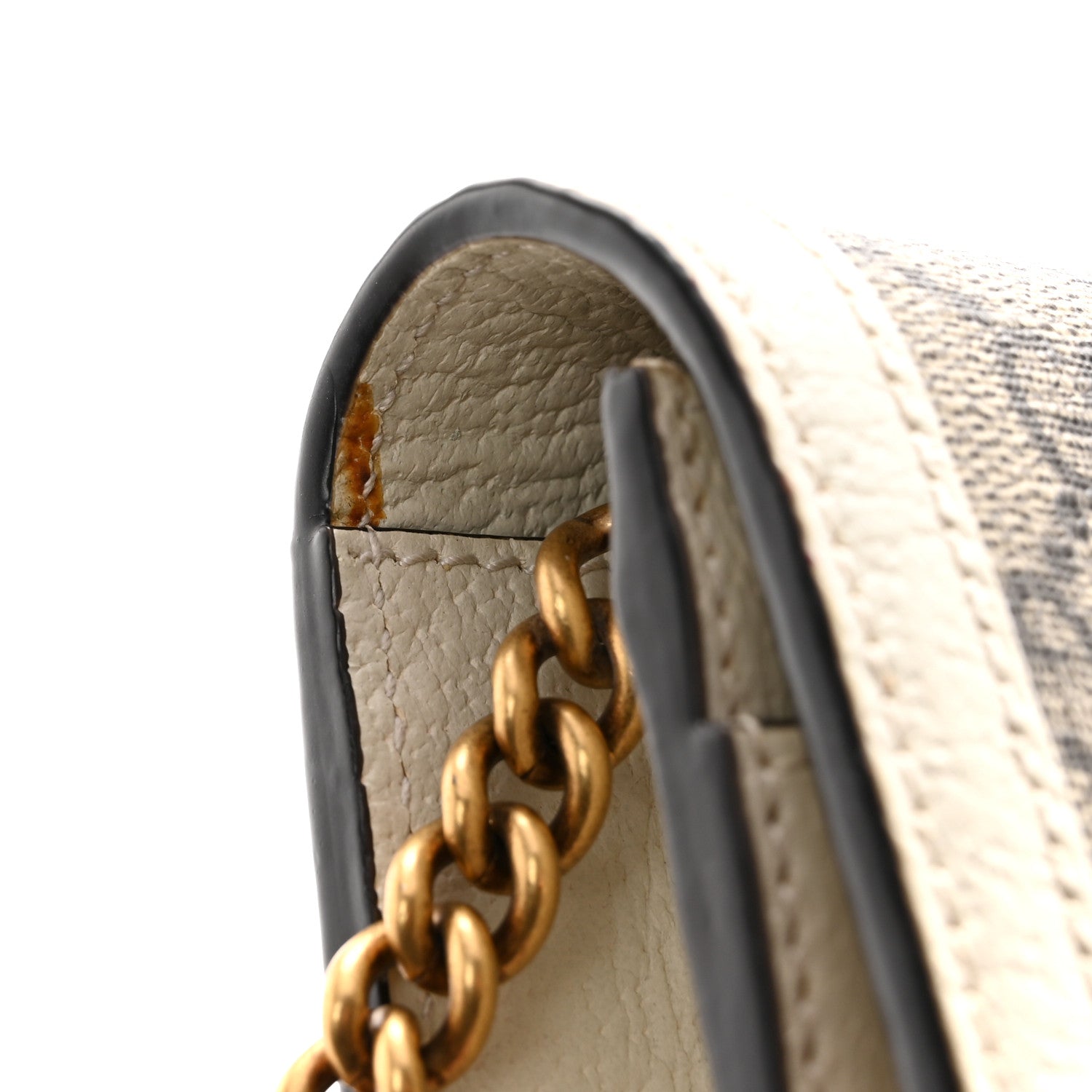 GG Supreme Monogram Web Queen Margaret Chain Wallet White