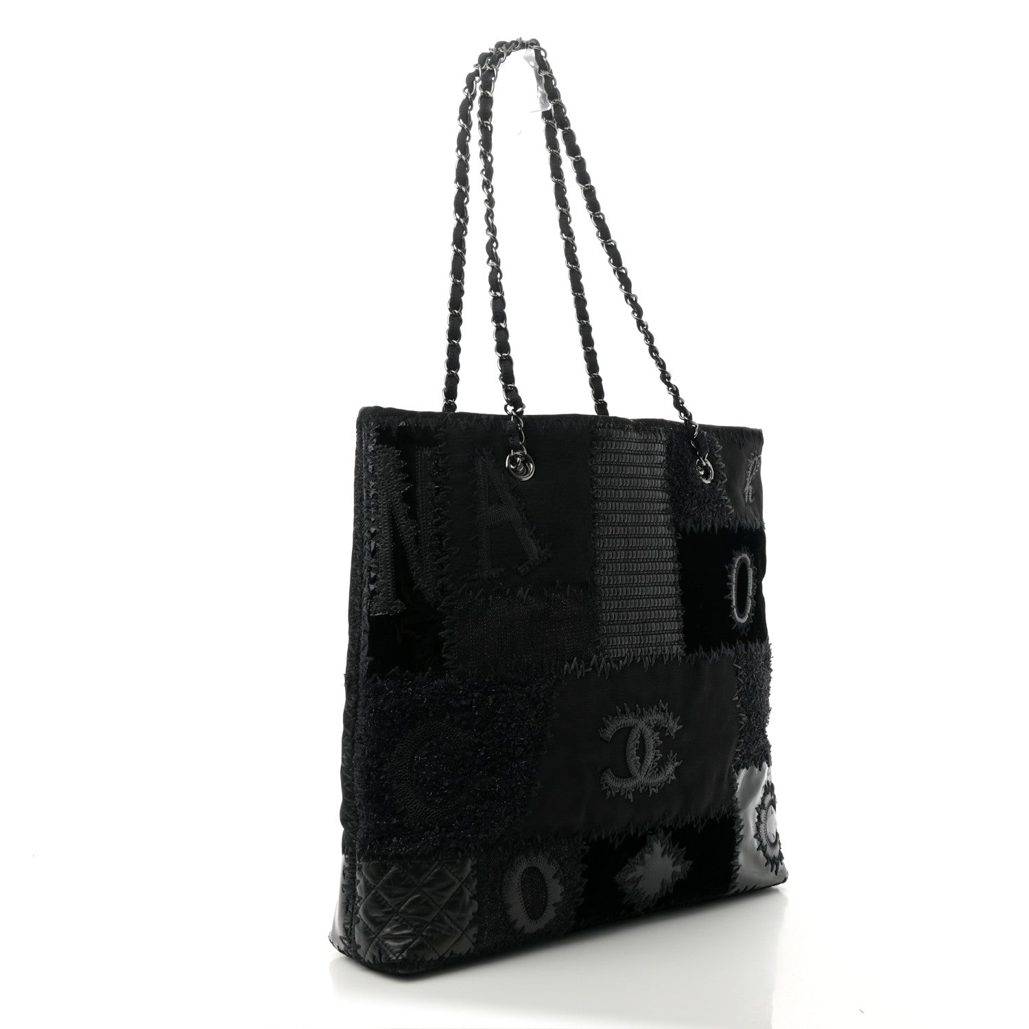 Tweed Patchwork Tote Black