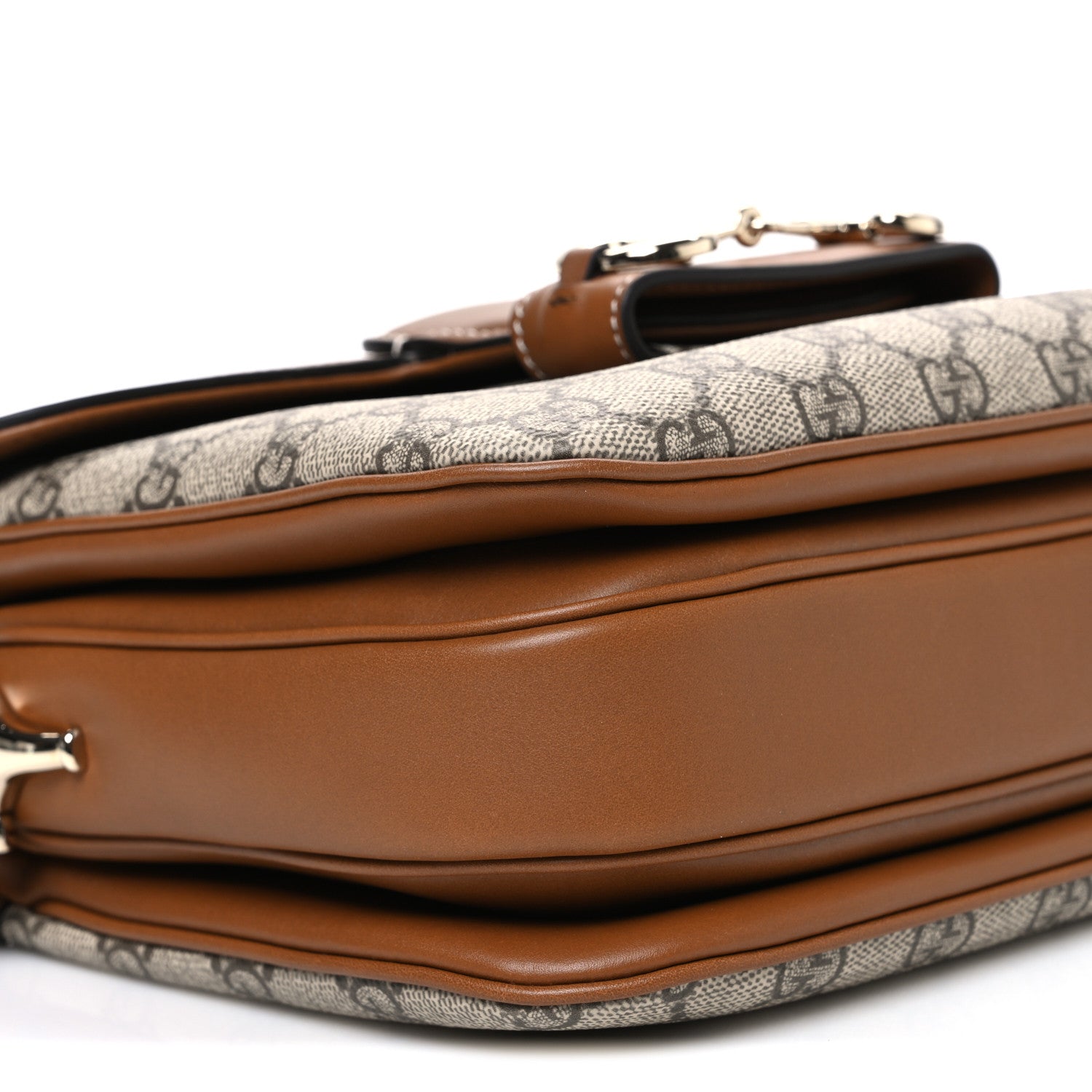 GG Supreme Monogram Horsebit 1955 Soft Small Shoulder Bag Beige Brown