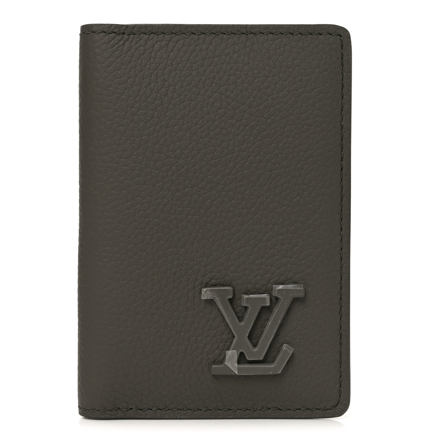 Grained Calfskin Aerogram Pocket Organizer Khaki