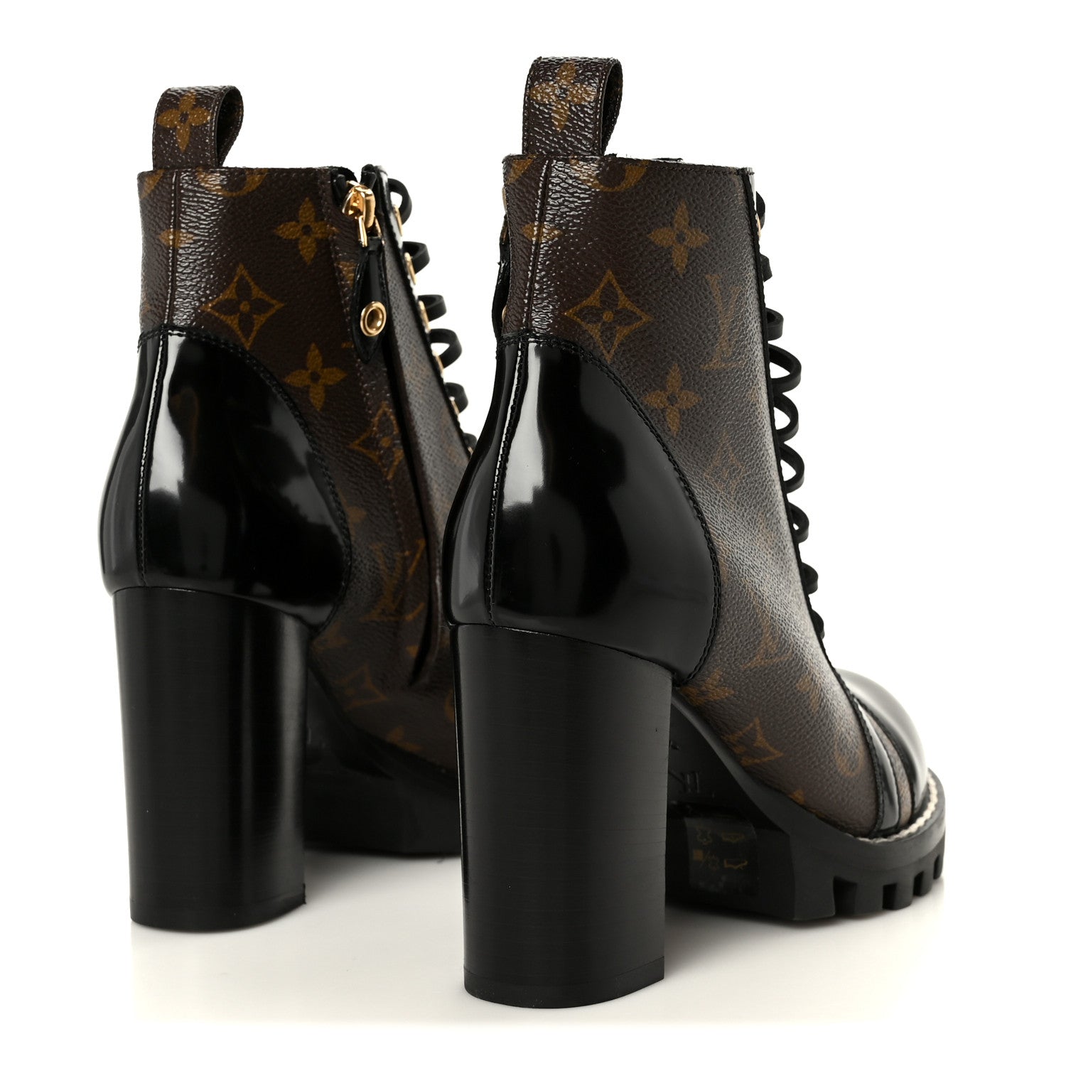 Patent Calfskin Monogram Star Trail Ankle Boots 36.5 Black