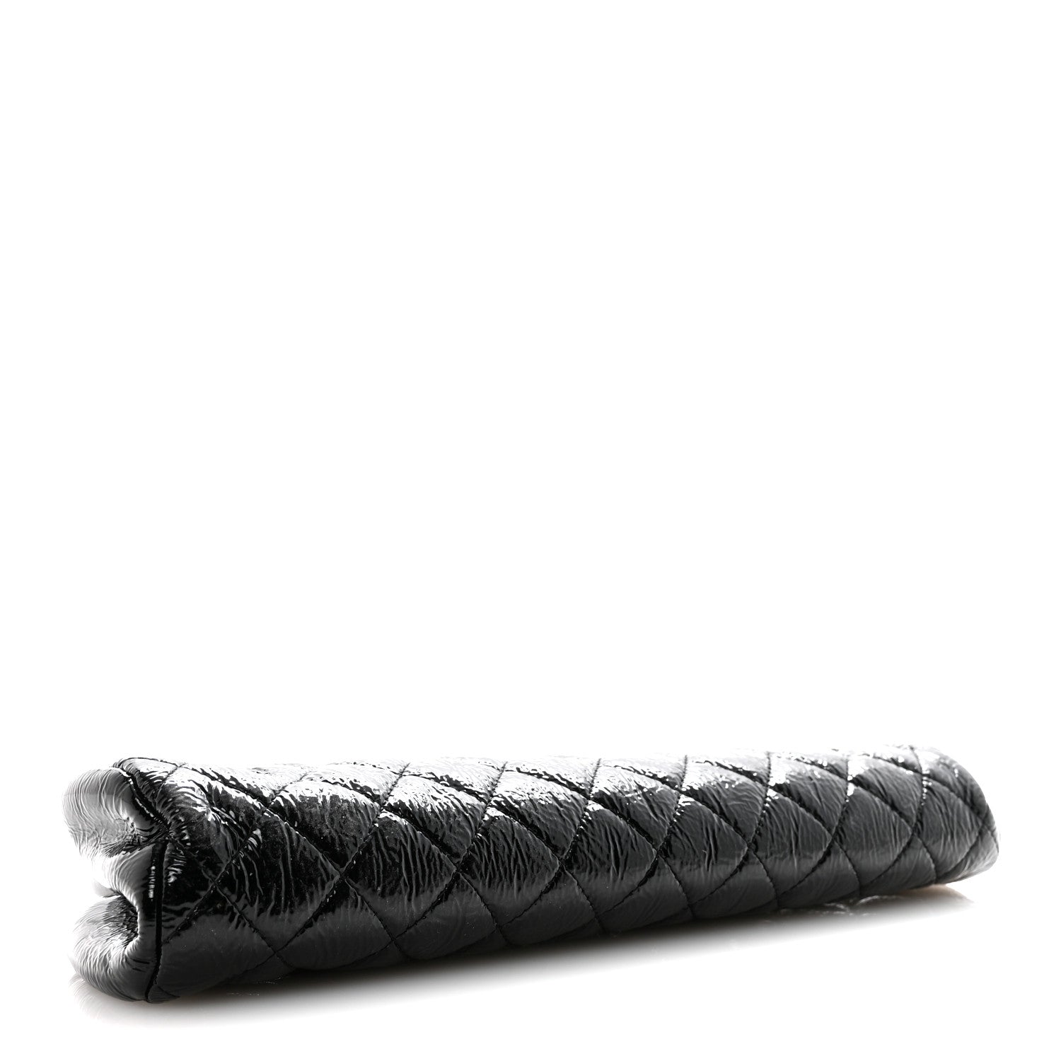 Distressed Patent Quilted Timeless Clutch Black