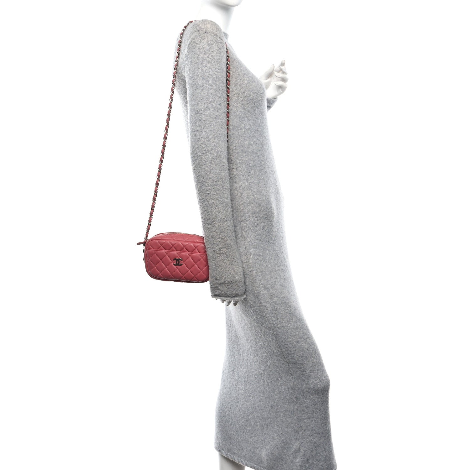 Lambskin Quilted Small Timeless Camera Case Pink