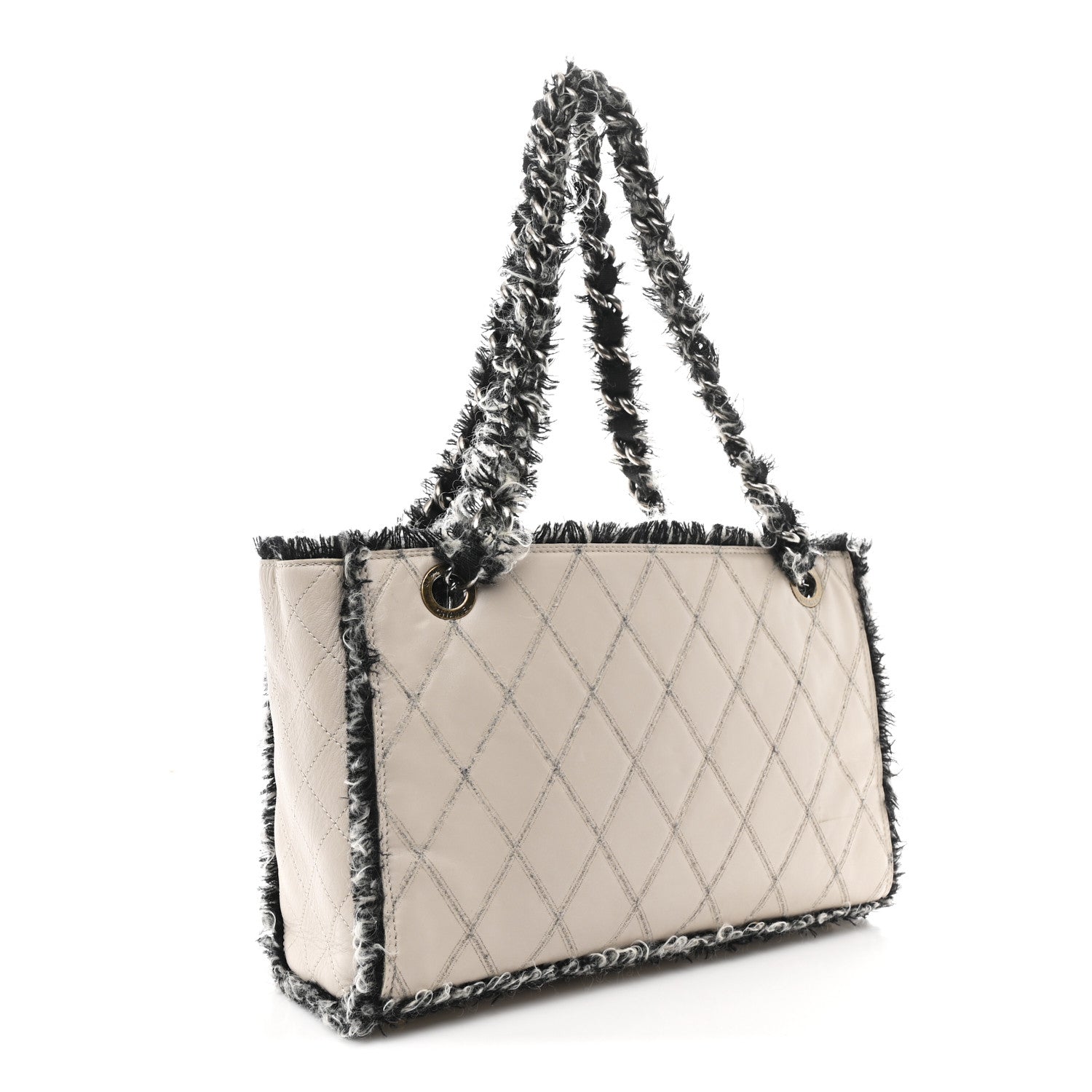 Tweed Calfskin Tweedy Shopping Tote Beige
