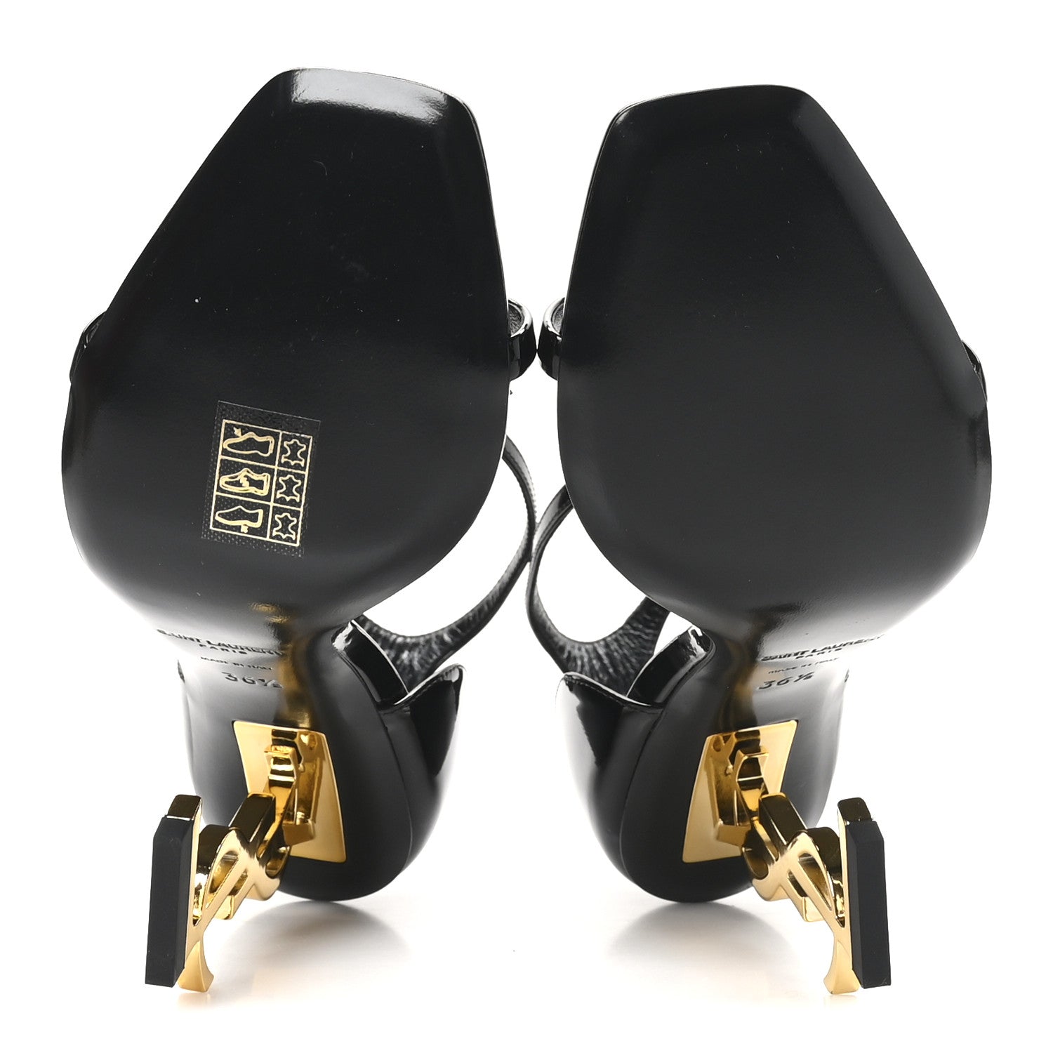 Patent Calfskin Opyum 110 Sandals 36.5 Black Gold