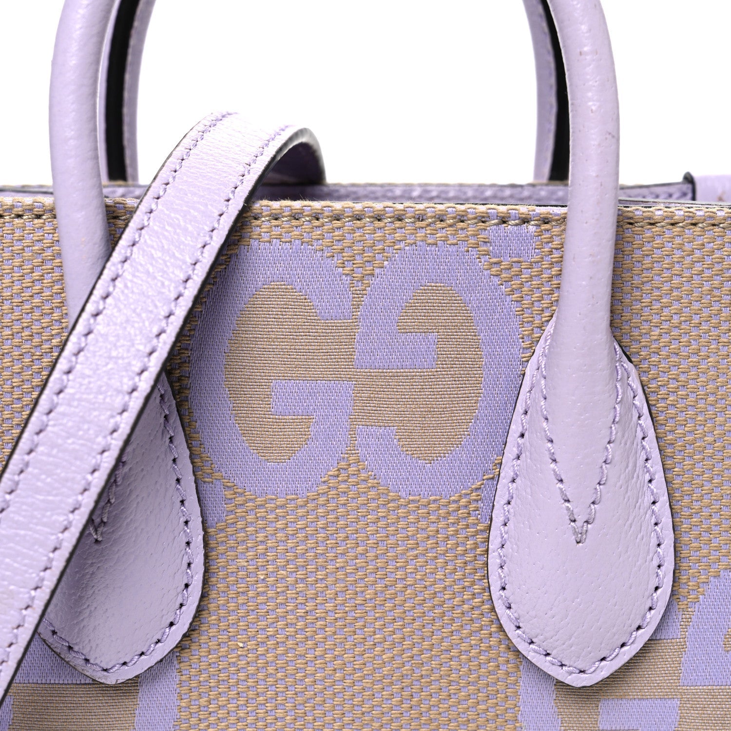 Monogram Jumbo GG Textured Dollar Calfskin Mini Tote Bag Beige Lapis